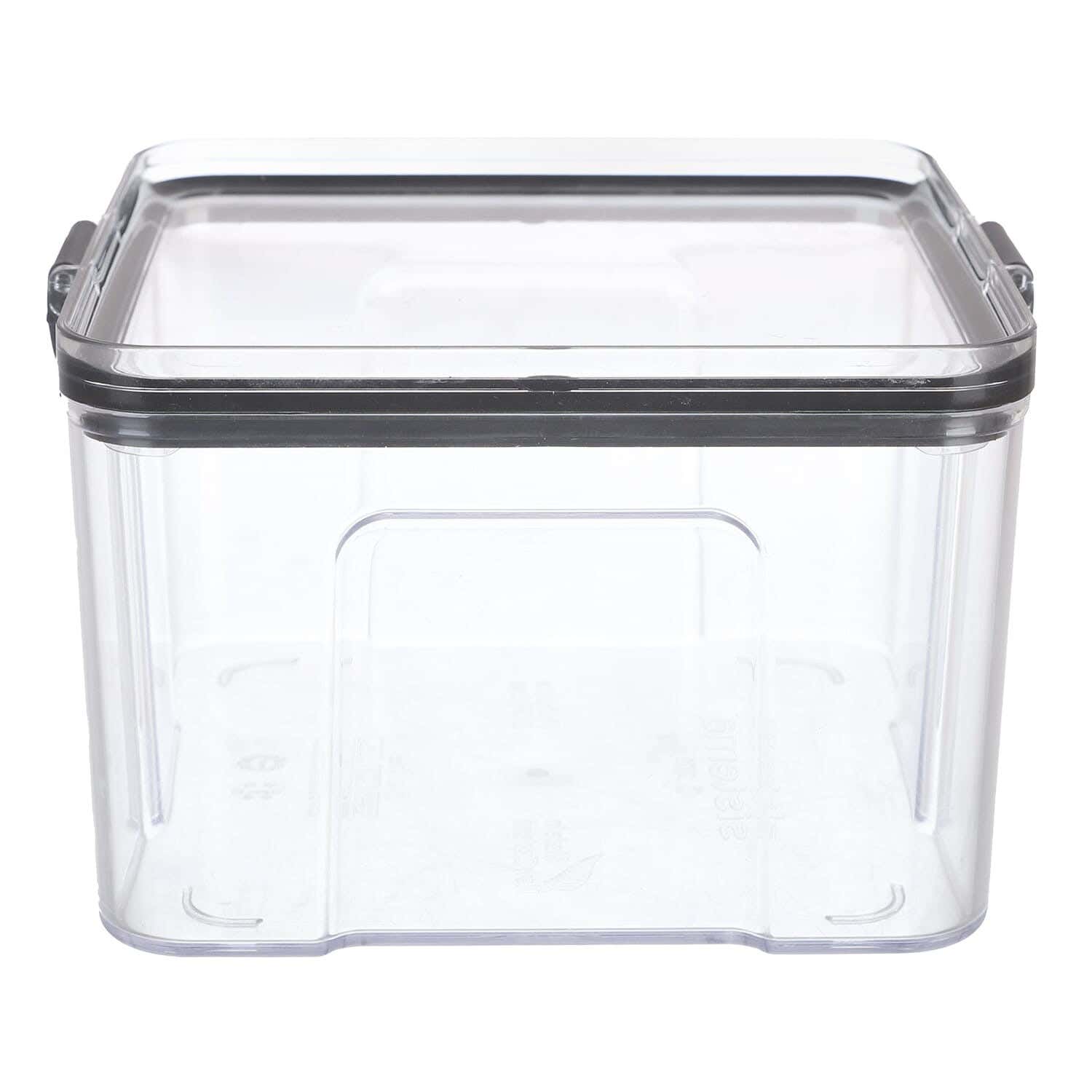 Sistema Square Plastic Jar with Clip-On Lid, 1.4 Liters - Black Clear