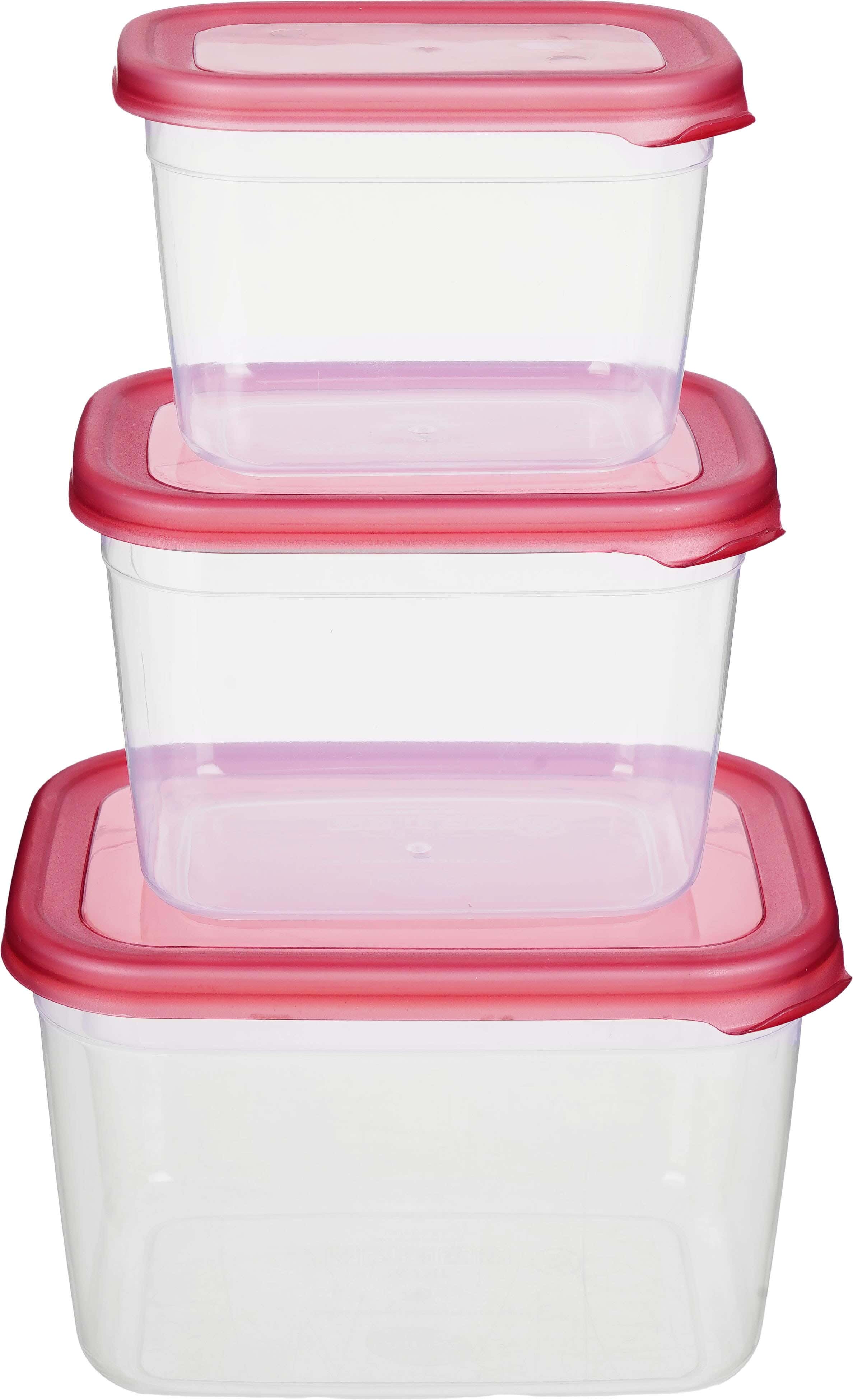 Lamsa Plast Plastic Fridge Set, 3 Pieces - Clear Red