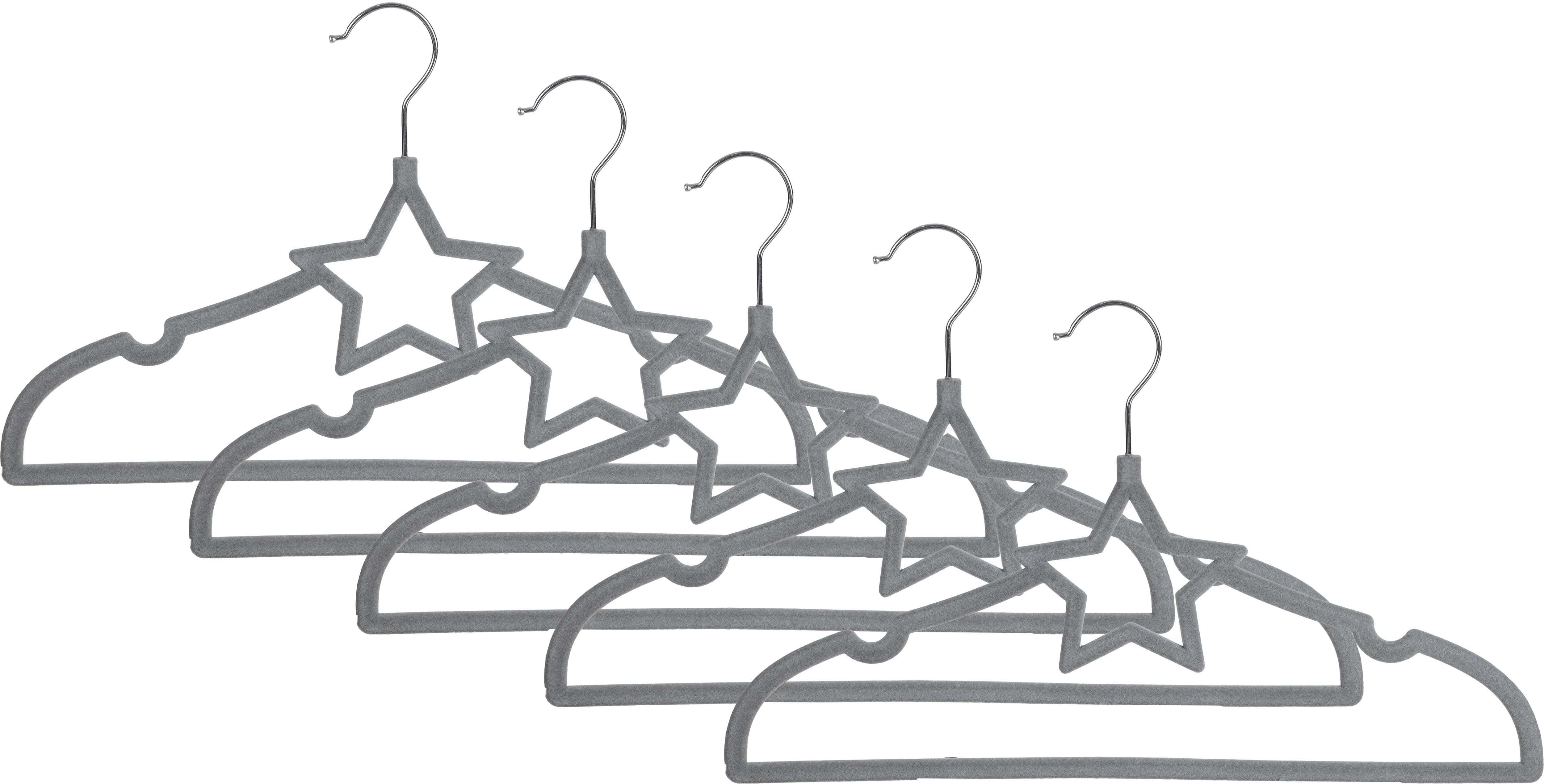 Velvet Clothes Hanger Set, 5 Pieces, 40 cm - Grey