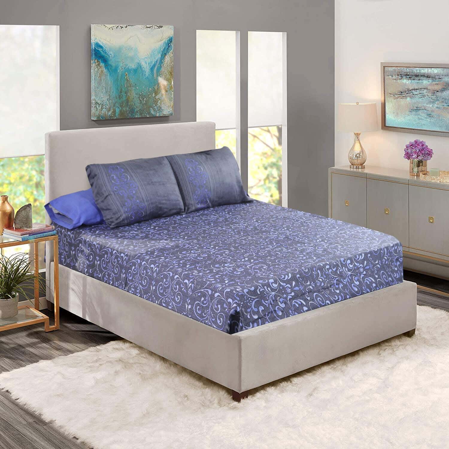 Hobby Cotton Bedding Sheet Set, 4 Pieces, Approximately 2200 Grm - Navy