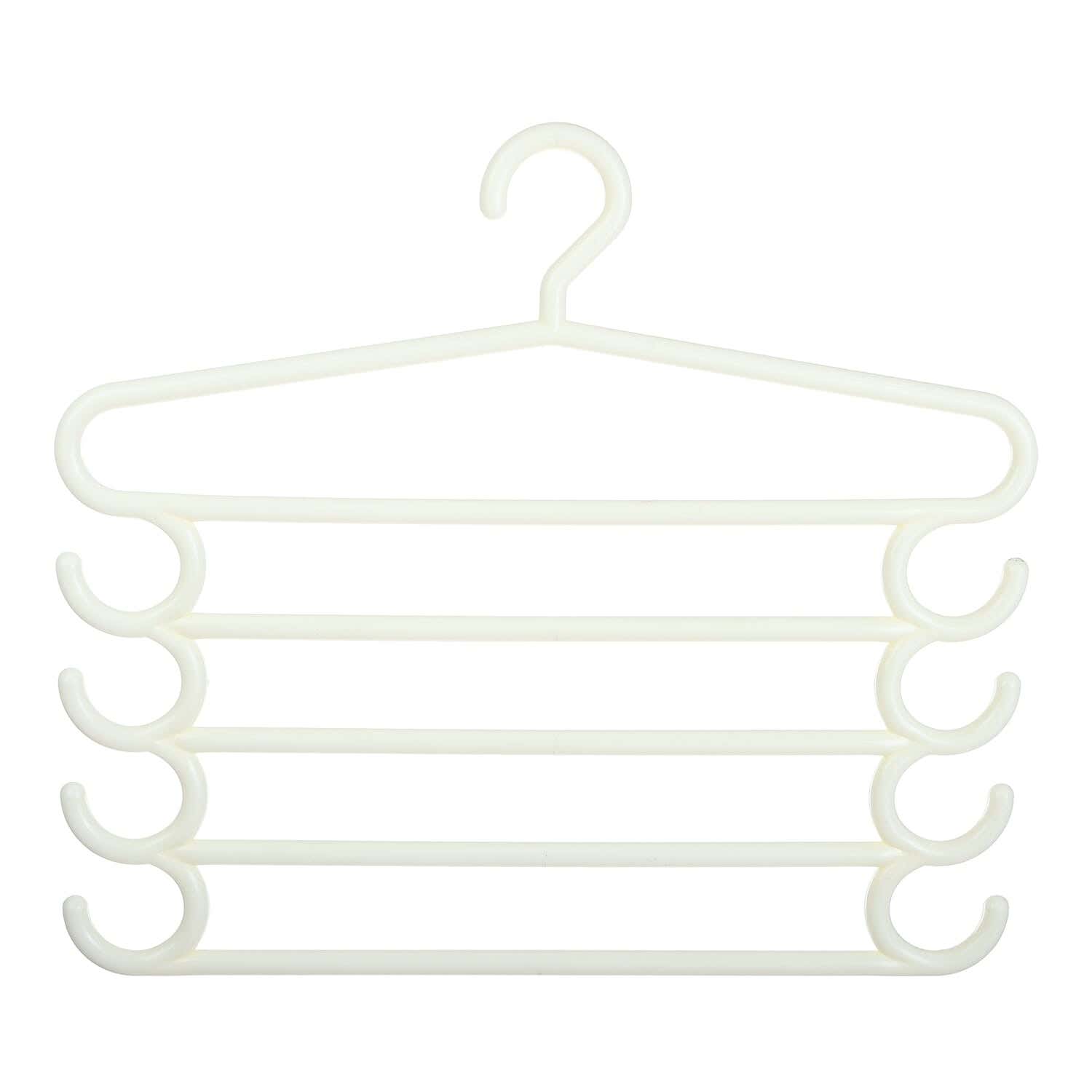Plastic Pants Hanger, 5 Levels, 35 cm - Off White