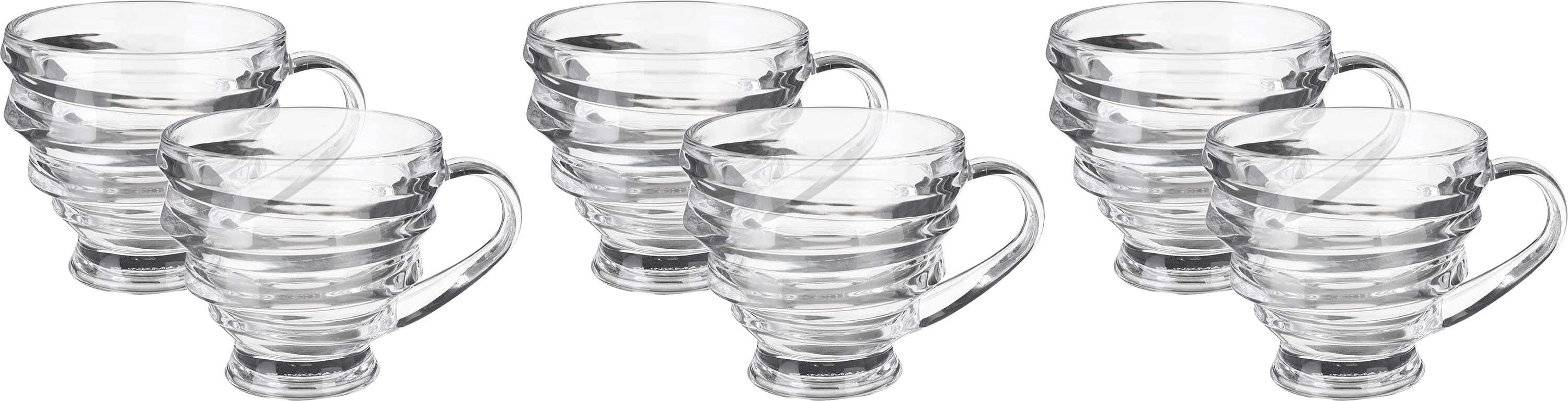 BlinkMax Glass Tea Cup Set, 6 Pieces, 190 ml - Clear
