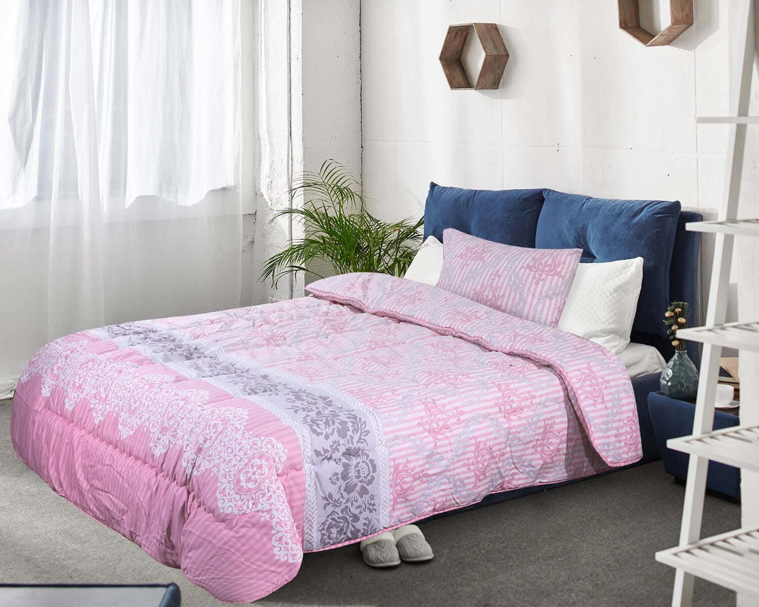 Forbed Cotton Quilt Set, 2 Pieces, 170×220 cm - Rose