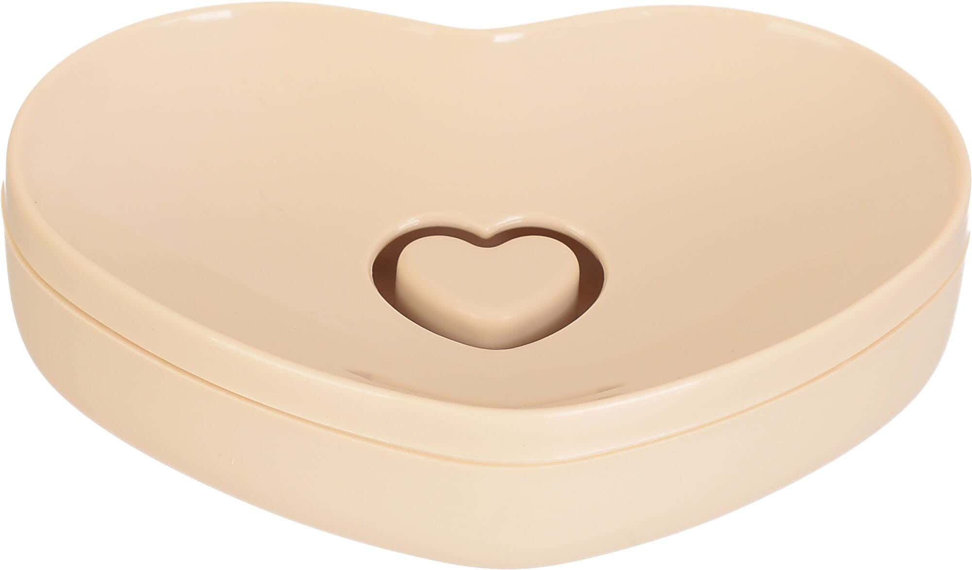 Elite Plastic Soap Dish, 13×9 cm, Heart Shaped - Beige