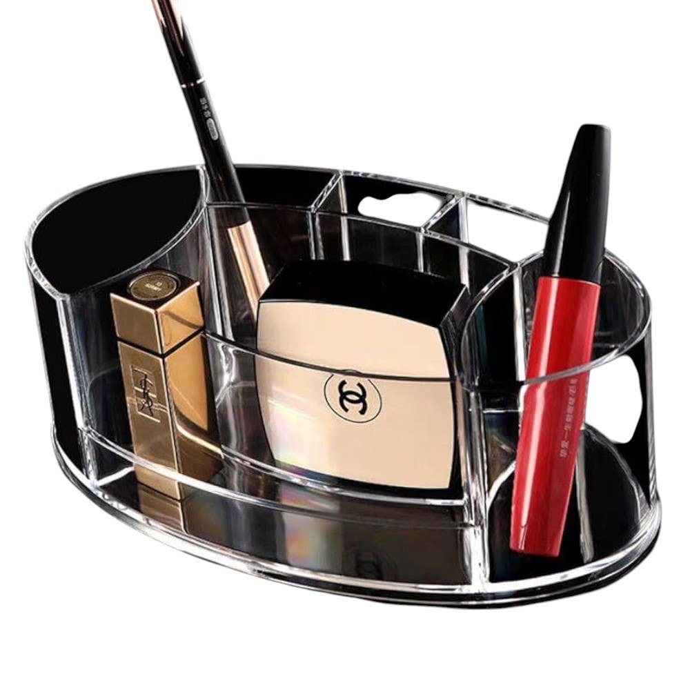 Oval Acrylic Makeup Organizer - Clear