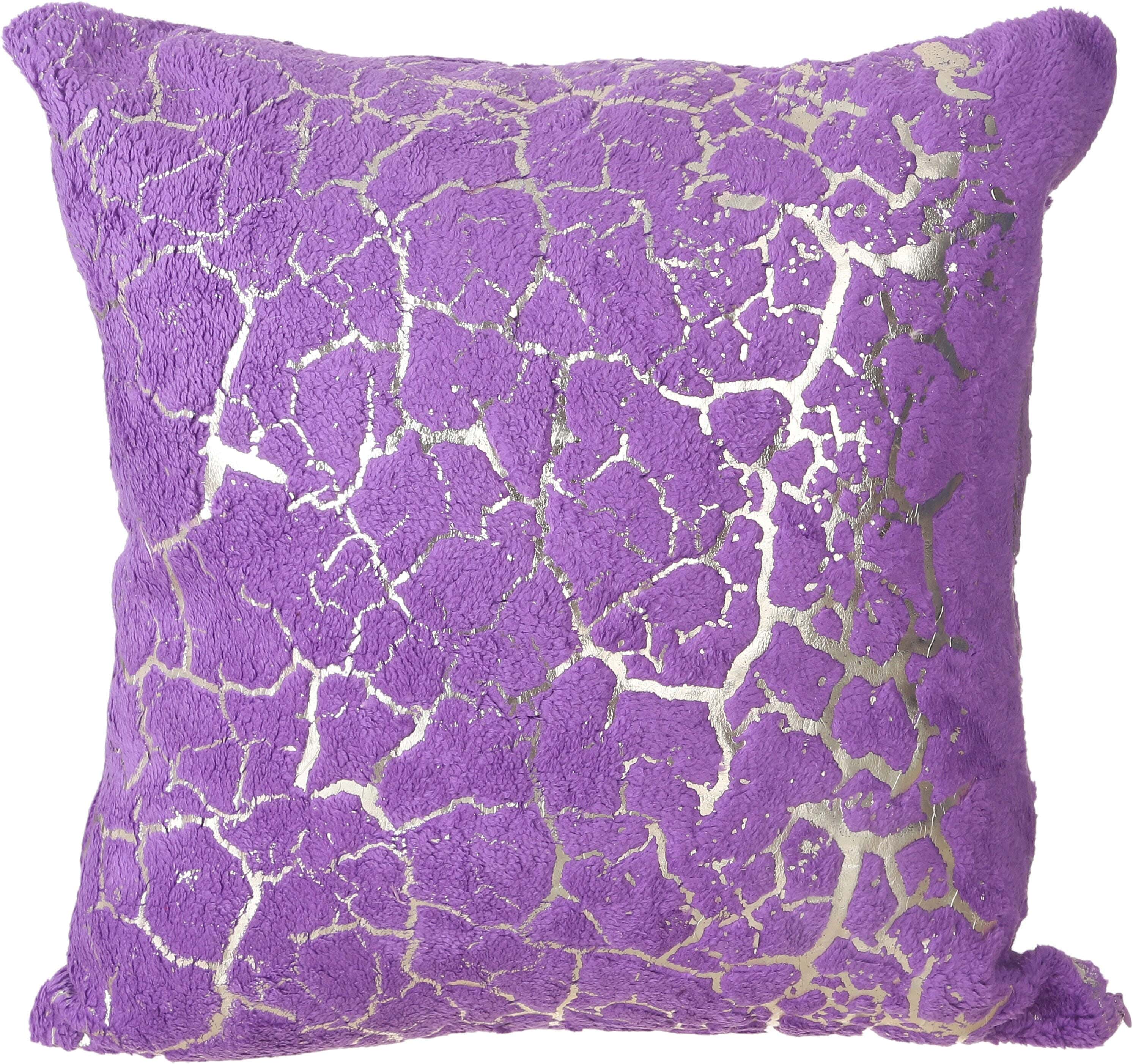 Fur Glitter Pillow, with Zipper, 45x45 cm, 550 gm - Purple