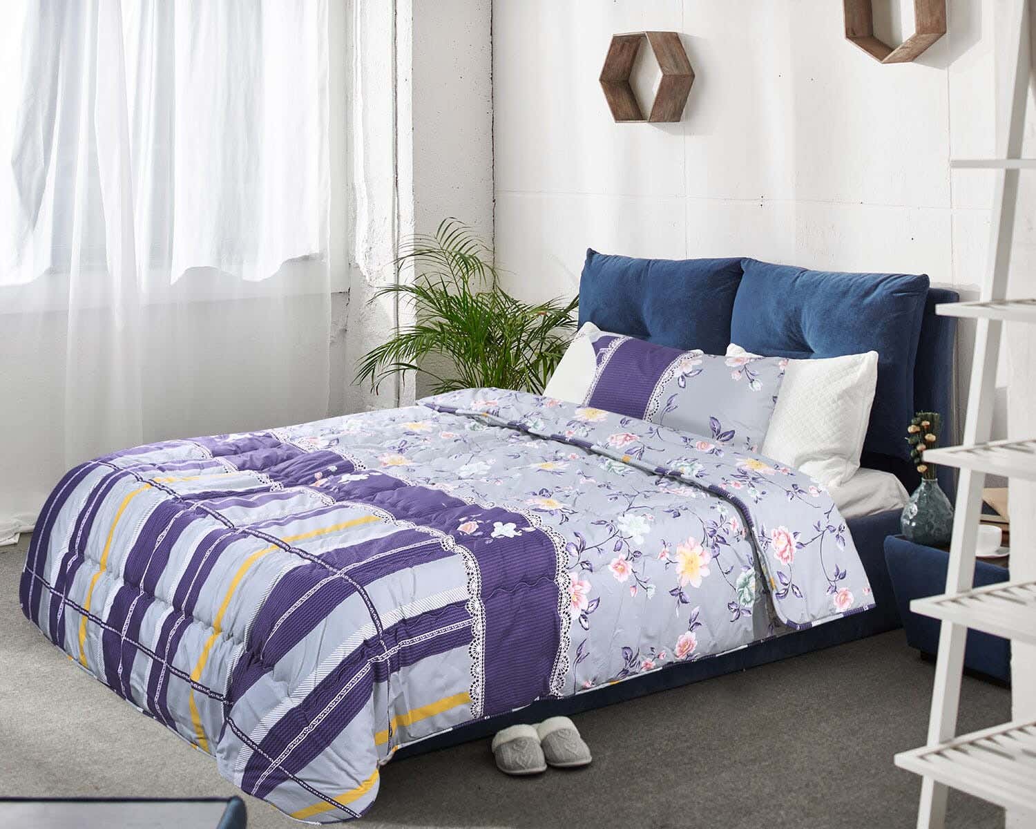 Forbed Cotton Quilt Set, 2 Pieces, 170×220 cm - Mauve