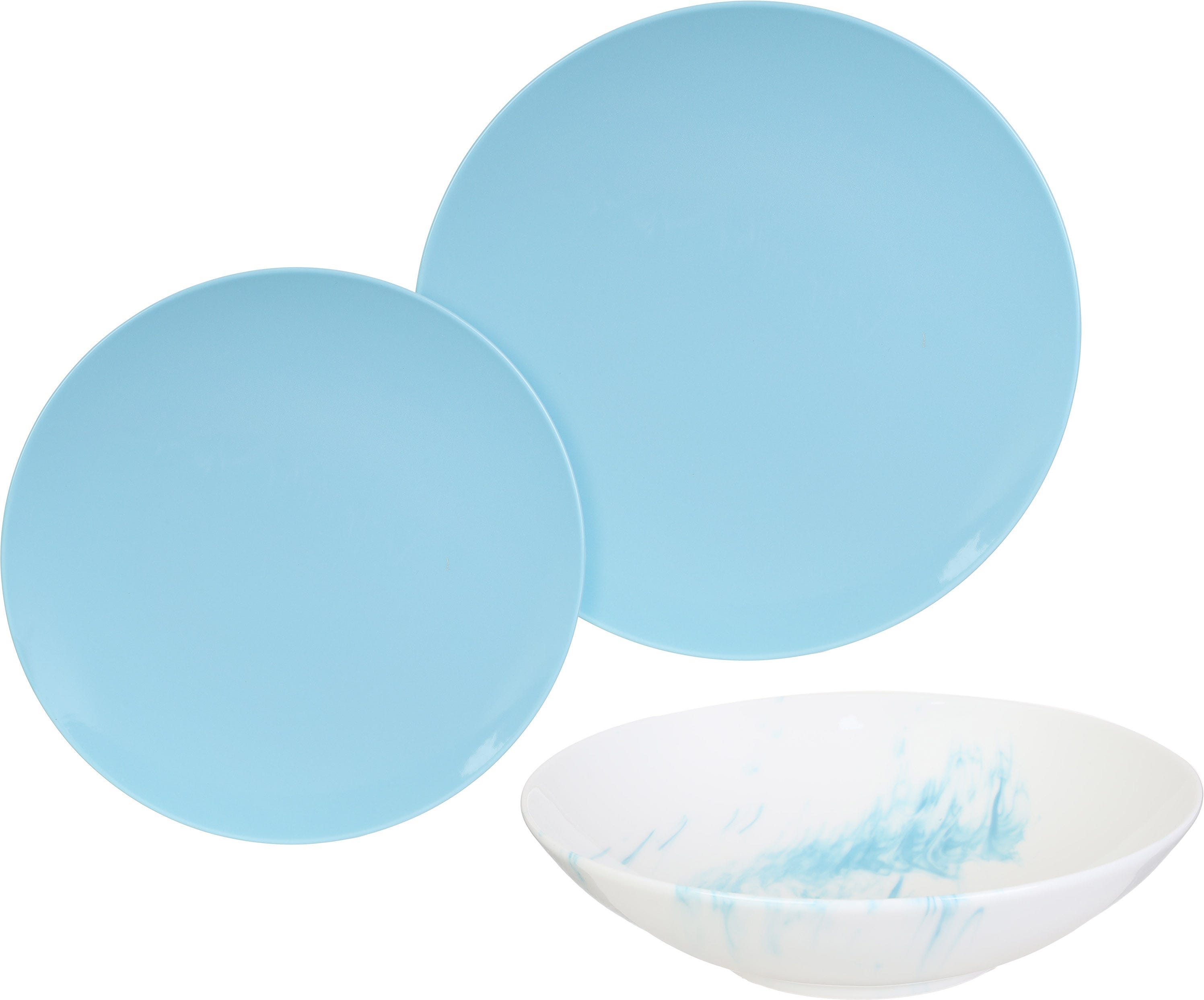 Lotus Dream Porcelain Dinner Set, 18 Pieces - Light Blue White