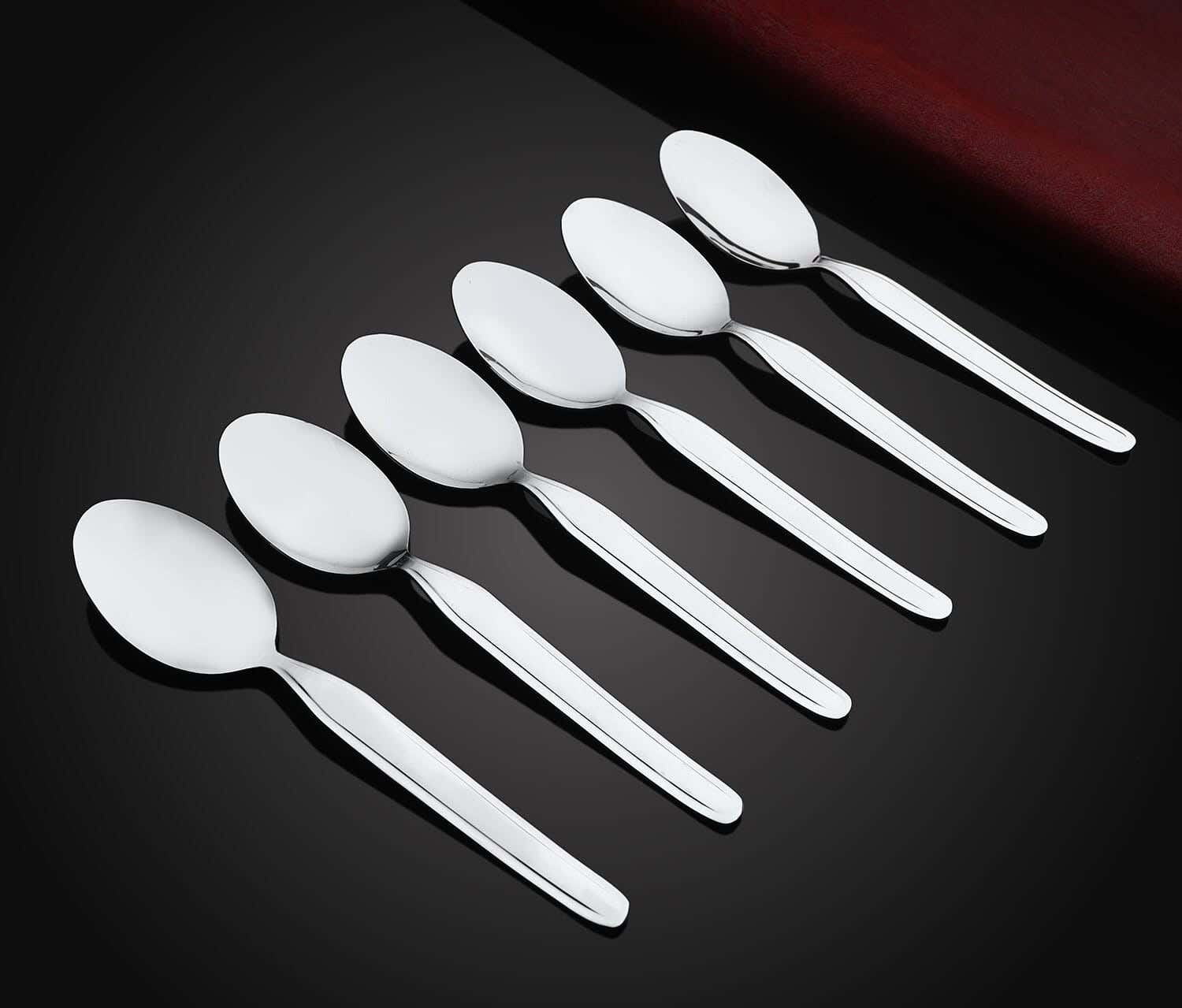 Top One Stainless Steel Dinner Spoon Set, 6 Pieces, 20 cm - Silver