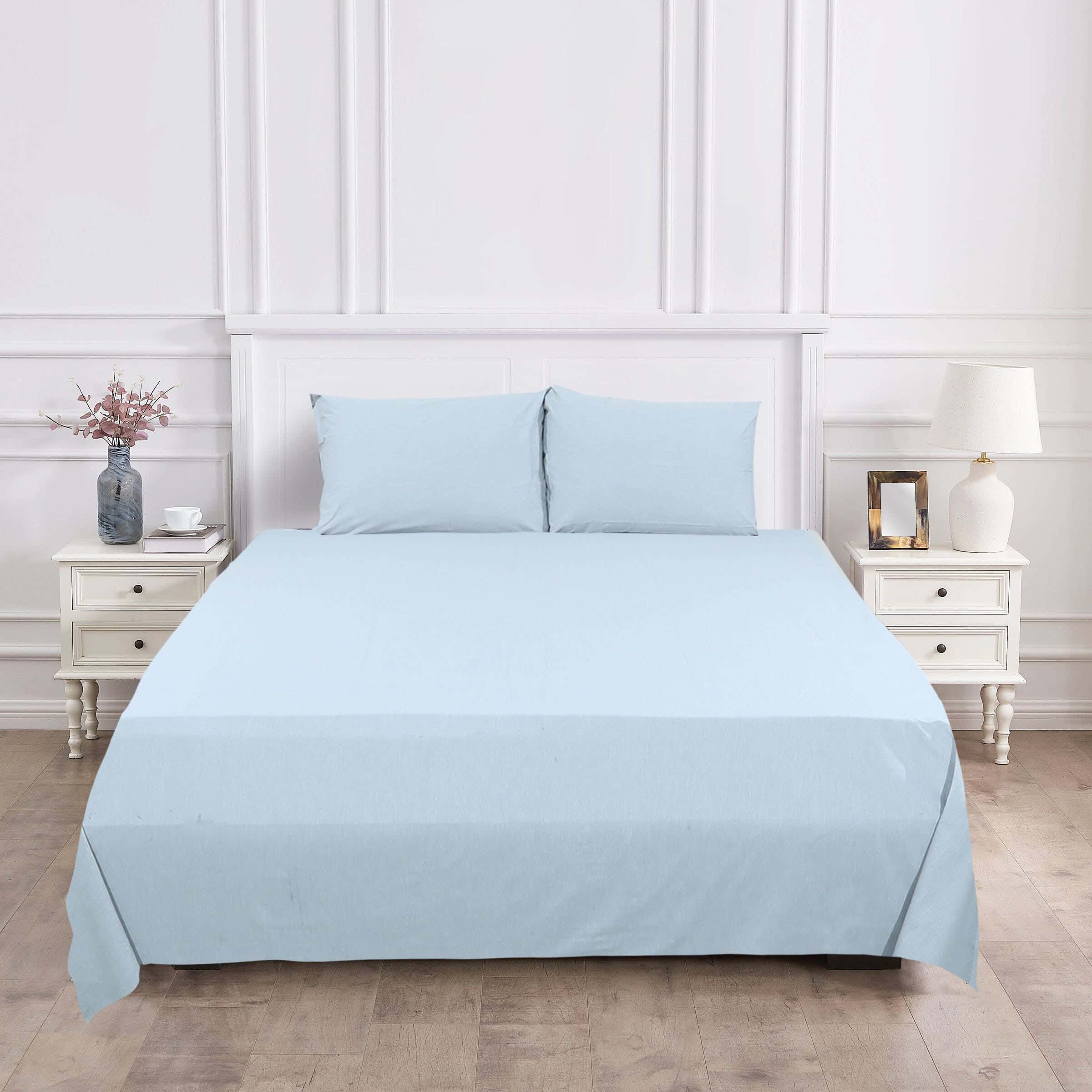 Al Maamoun Fitted Cotton Bed Sheet Set, 3 Pieces, 240×260 cm, 1240 gm - Grey