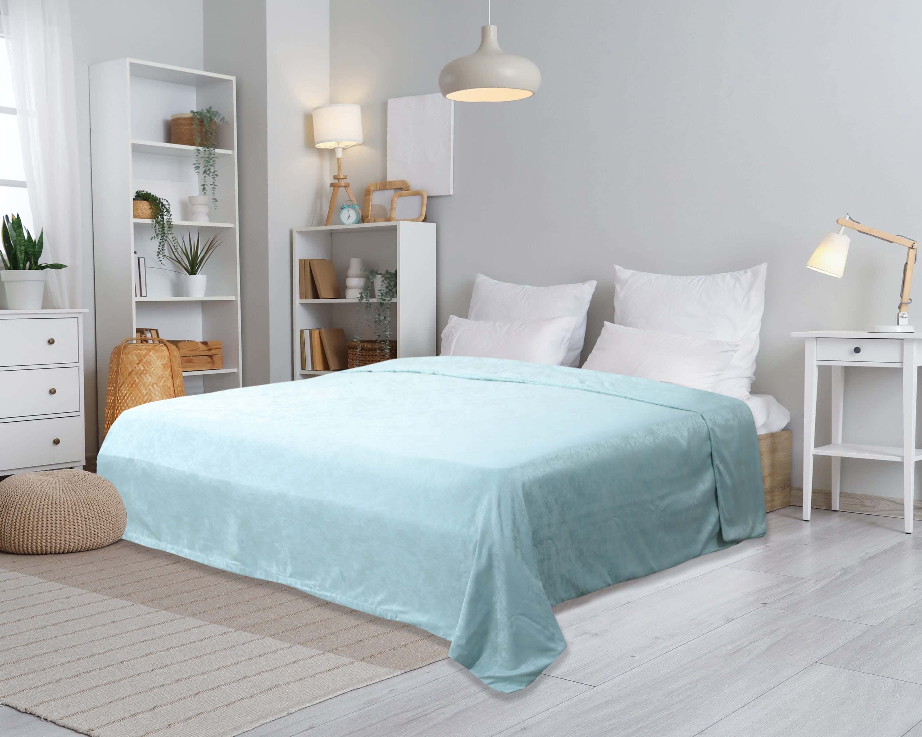 Al Maamoun Cotton Quilt Cover, 240×240 cm, 1200 gm - Light Turquiose