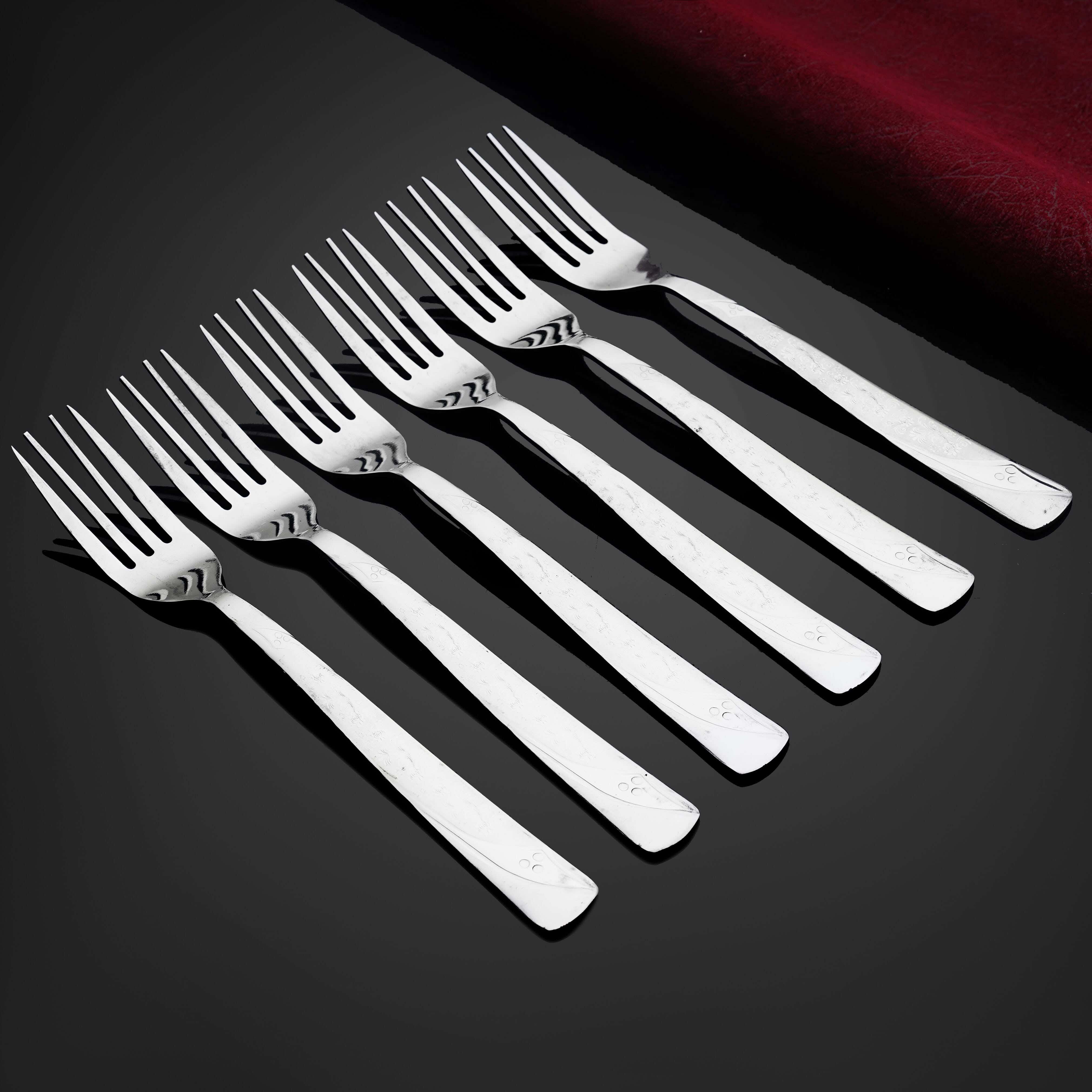 Top One Stainless Steel Dinner Fork Set, 6 Pieces, 20 cm - Silver