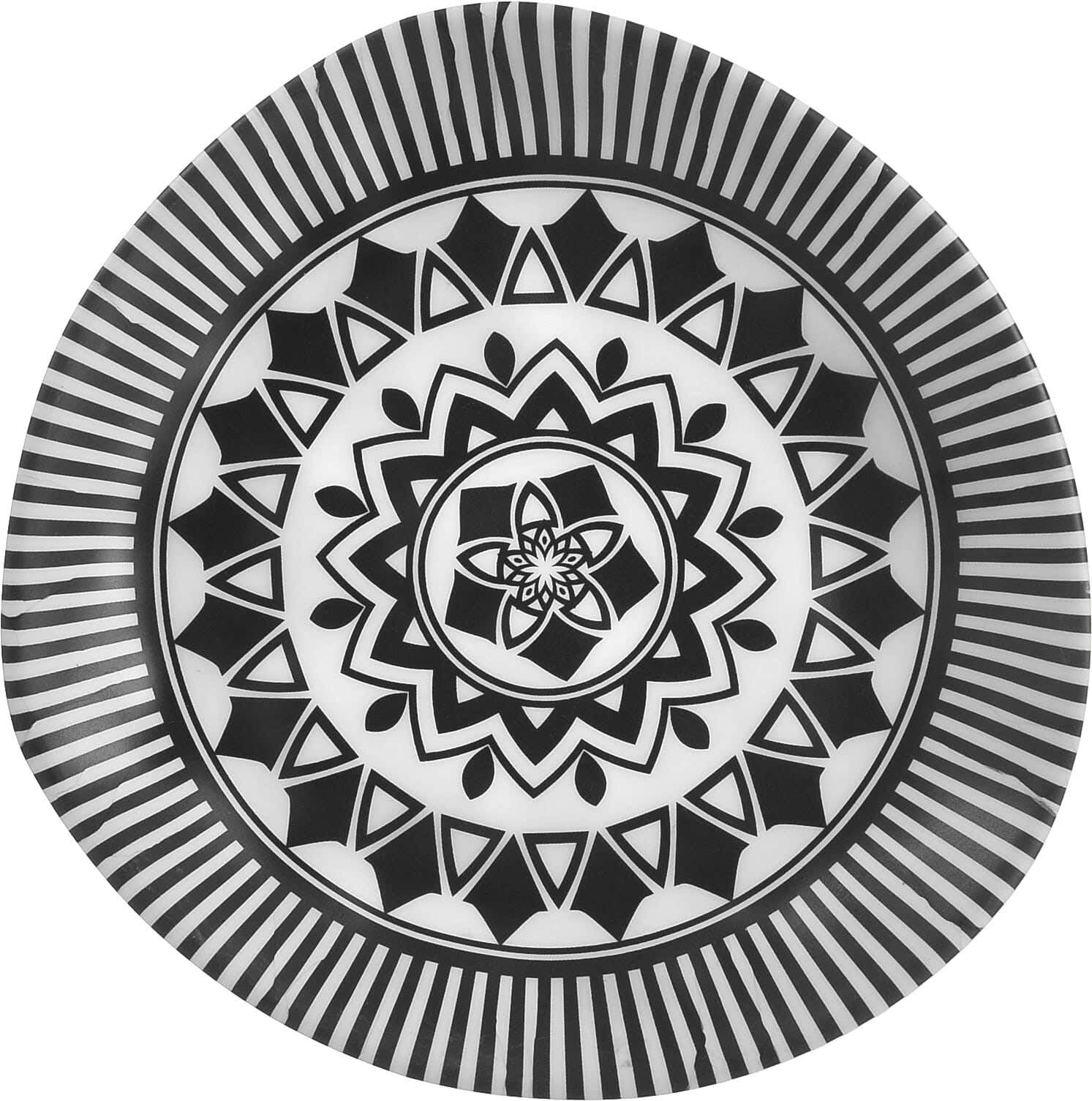 Bright Designs Ribbed Melamine Plate, 16 cm - White Black