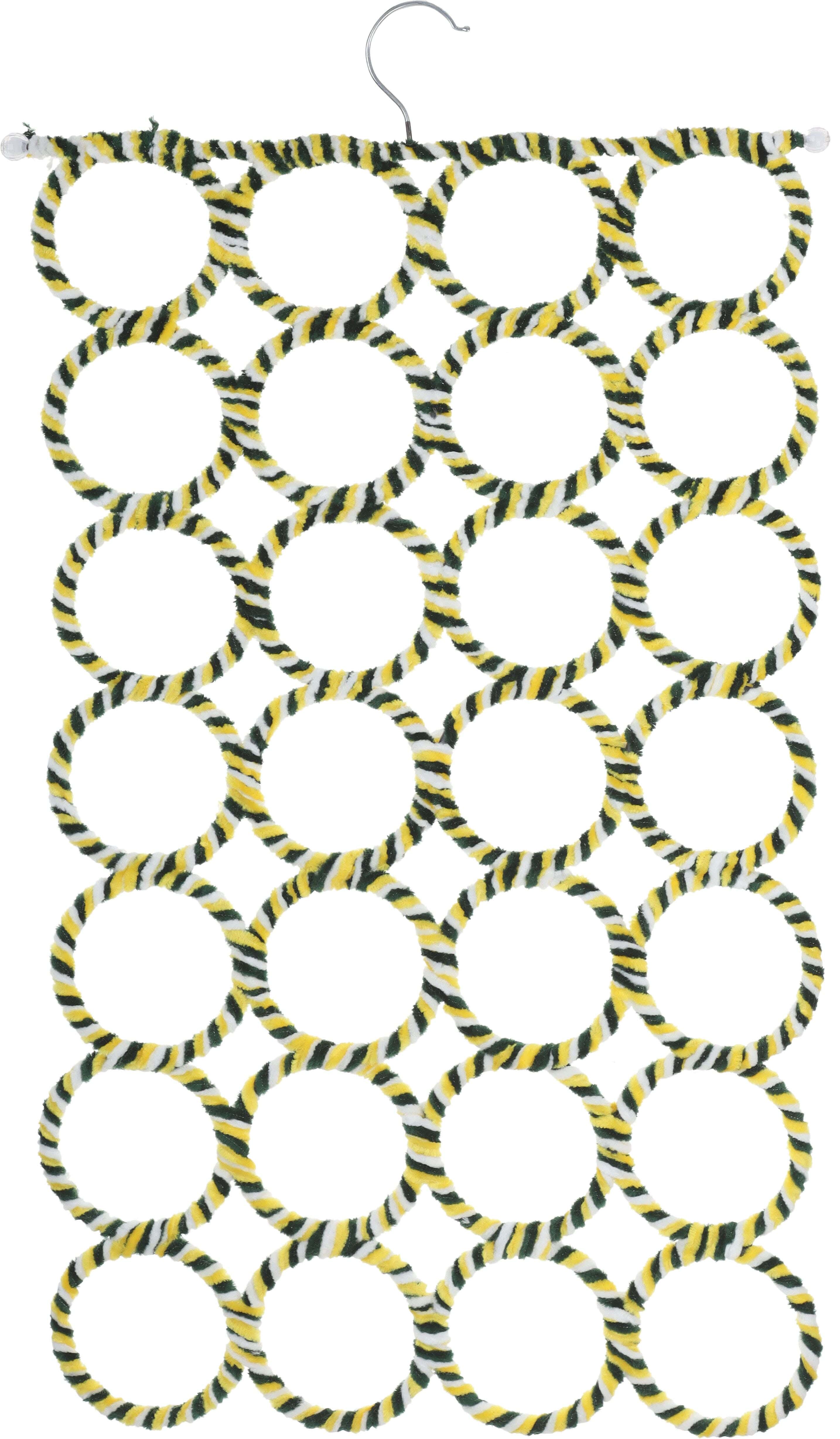 Bassiouny Plast Velvet Scarf Hanger with Metal Frame, 28 Hooks, 65×37 cm - White Yellow