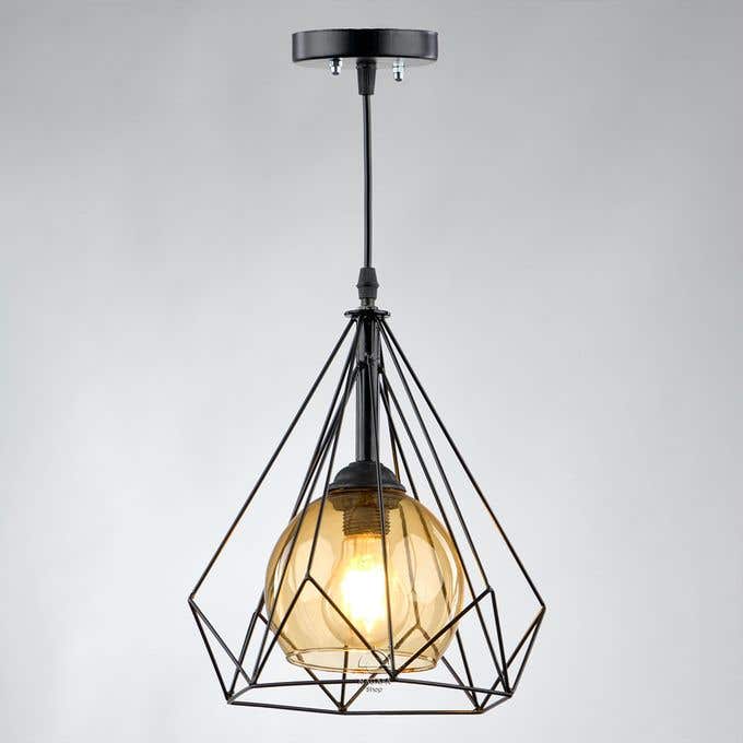 Single ceiling chandelier, 60 x 30 cm - black