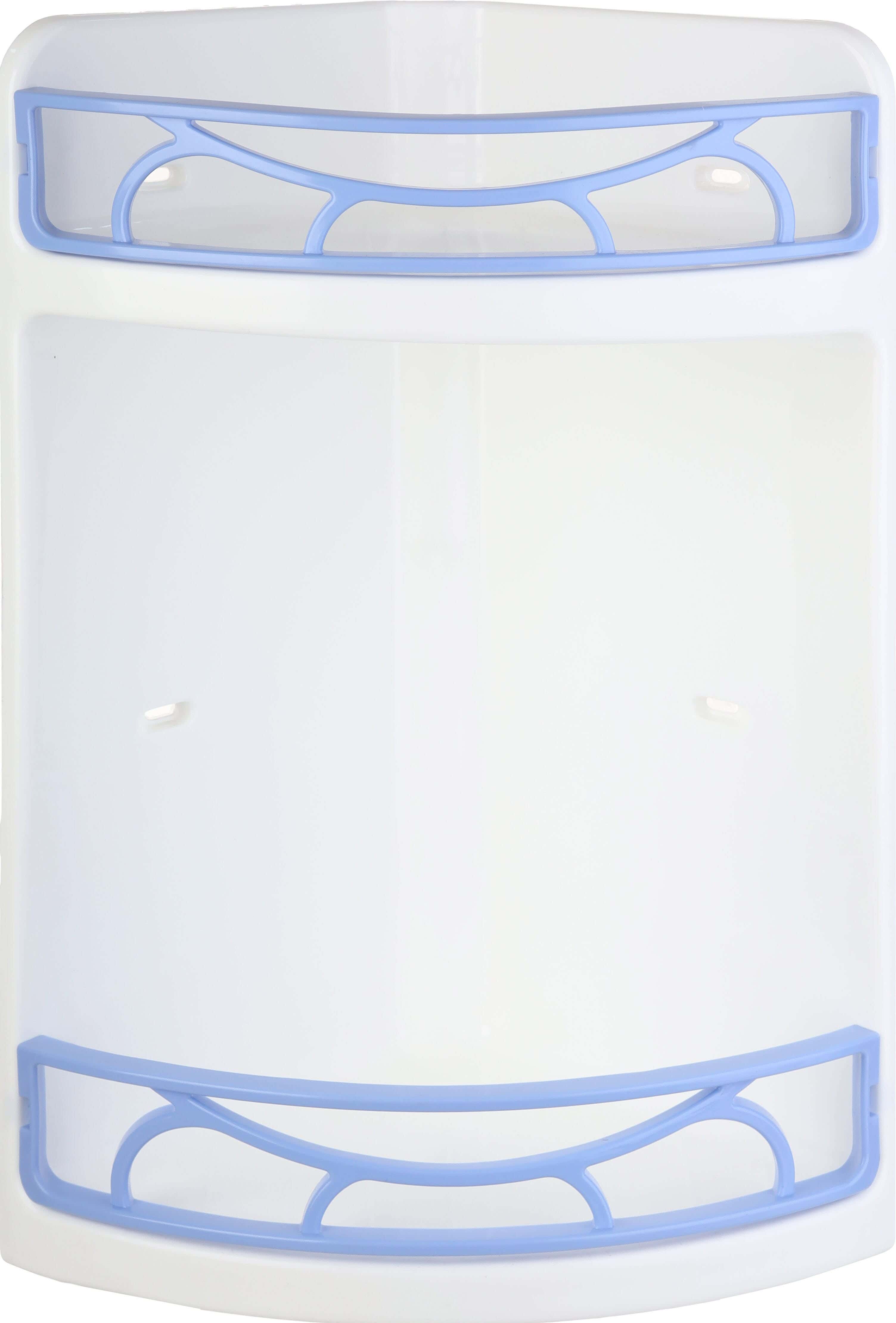 Lamsa Plast Plastic bathroom corner, 2 Tiers, 19×19×41 cm - White Light Blue