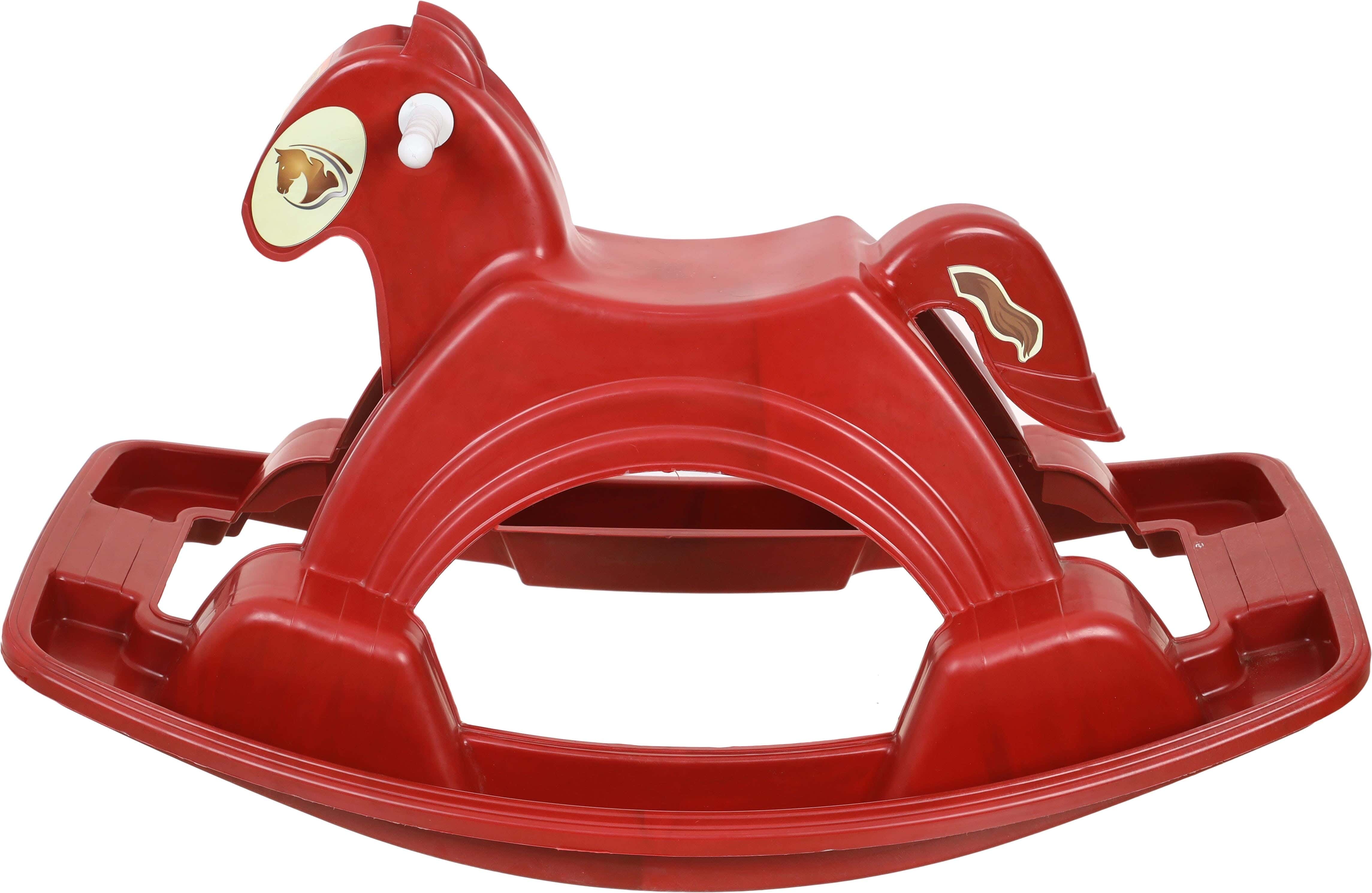Plastic Rocking Horse Toy for Kids, 90×50 cm - Dark Red