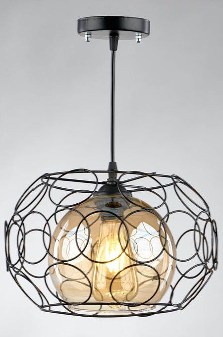 Steel Modern Ceiling Chandelier, 1 Bulb, 60x30 cm - Black