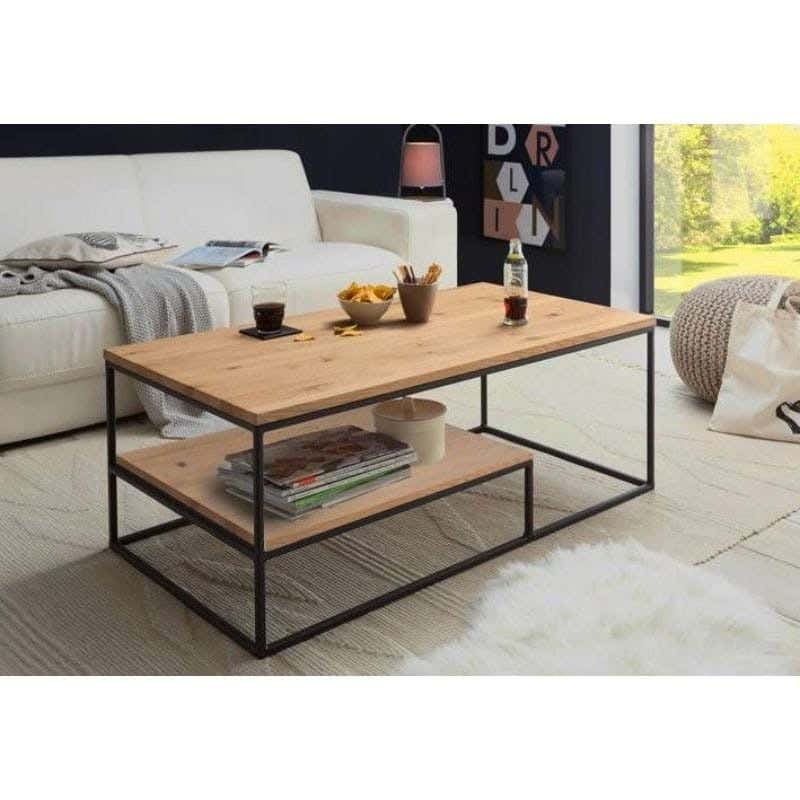 Metal coffee table, rectangular, 100x45x50 cm - Black