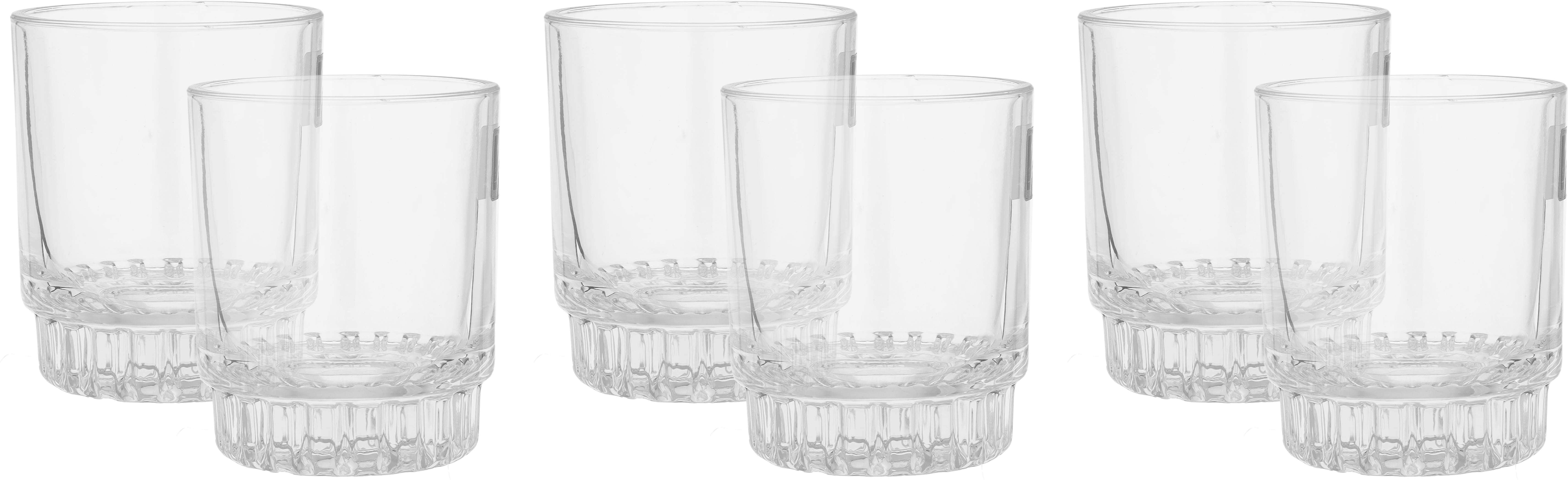 City Glass Cups Set, 6 Pieces, 170 Ml - Clear