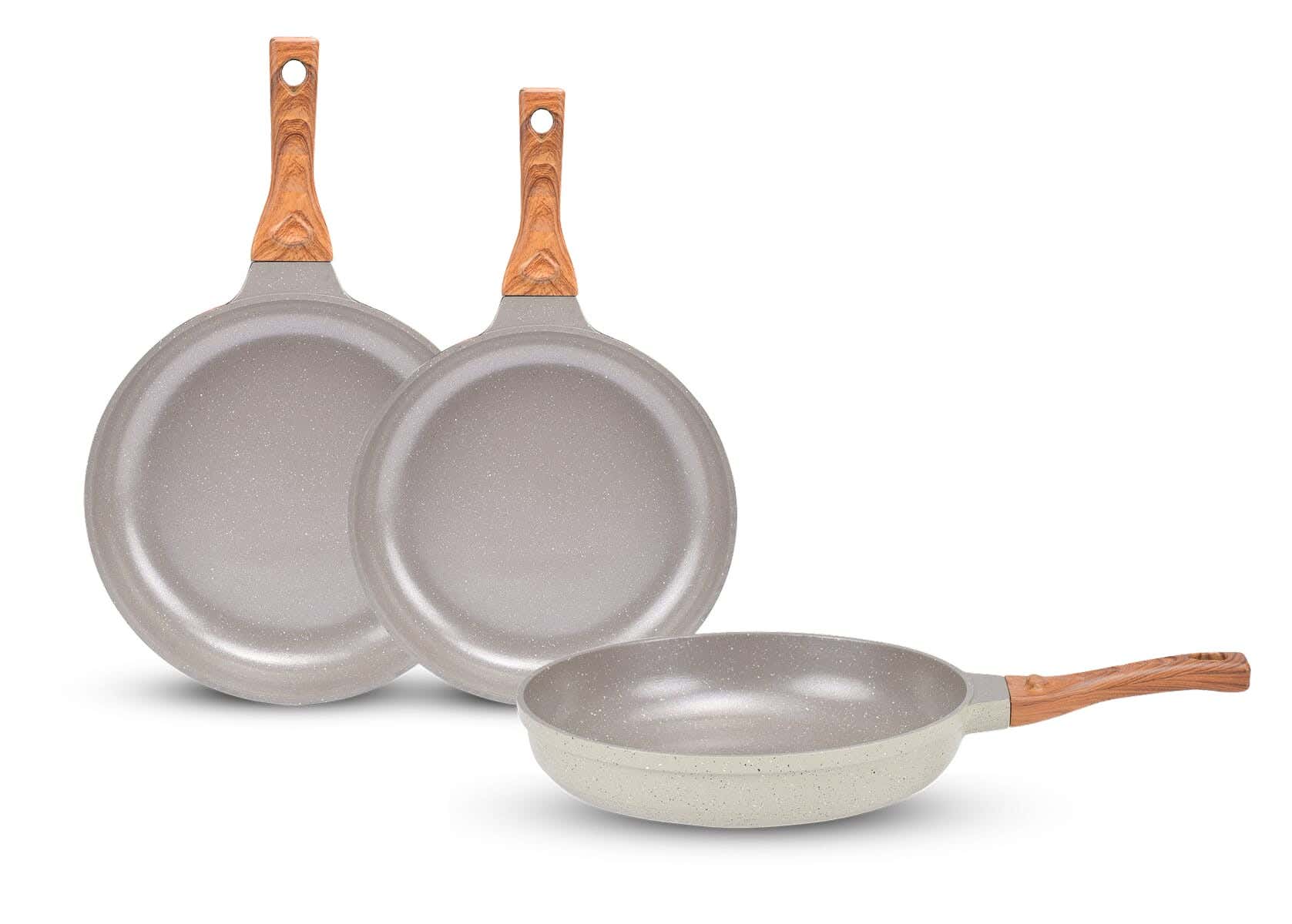 Solingen Granite Round Fry Pan Set, Size 20/24/28 Cm, 3 Pieces - Beige