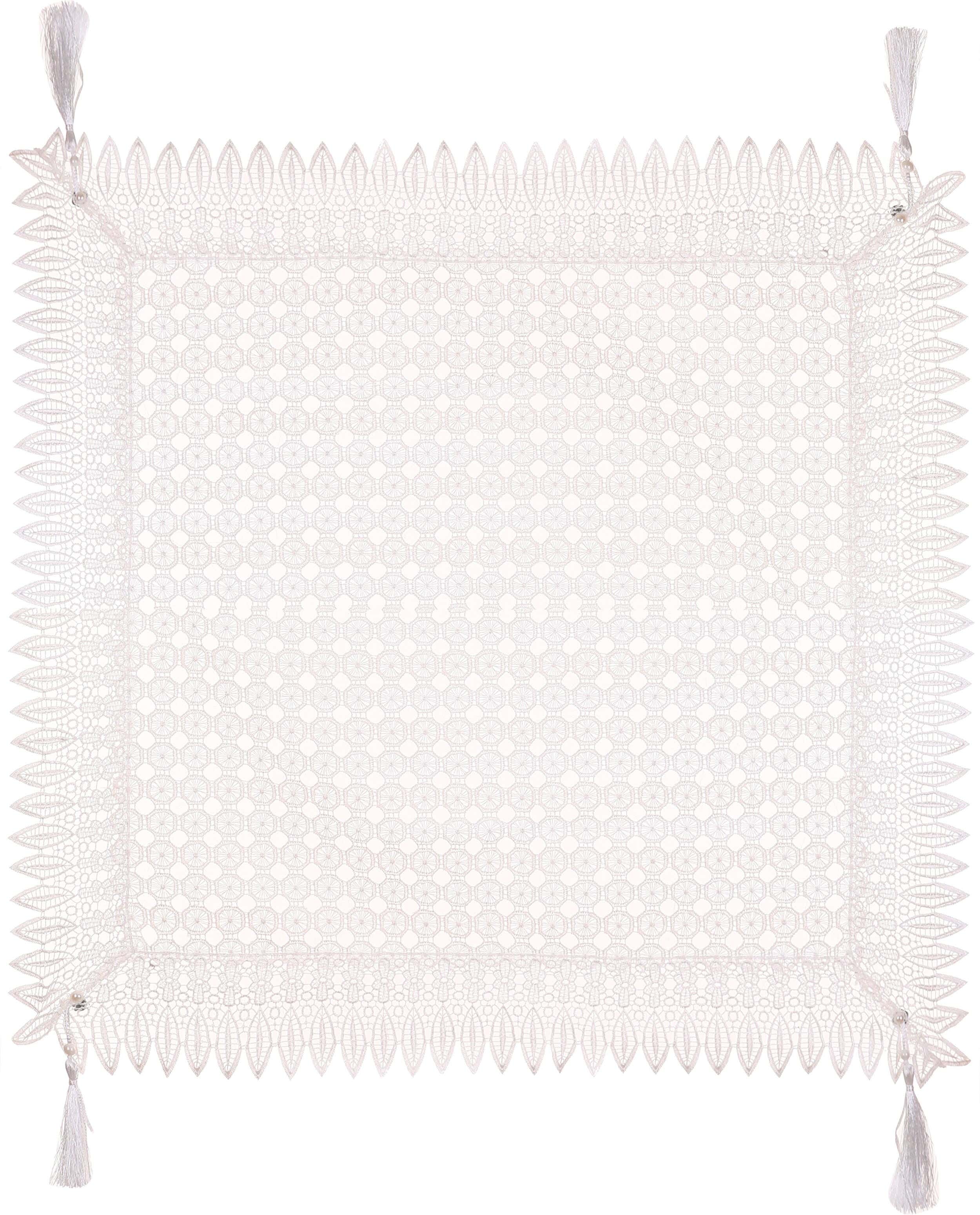 Queen Home Joubert Square Tablecloth, 80×80 cm, Approximately 190 grm - Off White