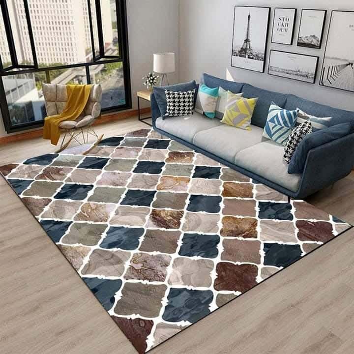 Line Sleep Dots Fabric Carpet protector, 160x250 cm - Multicolor