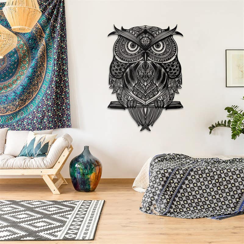 Decorative Wall Hanging, MDF Wood, 56×80×0.5 - Black