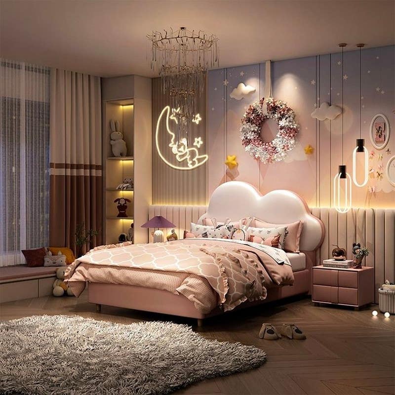 Moskey & MDF Wood Kids Bed, 120x120x200 cm - Off White Cashmere