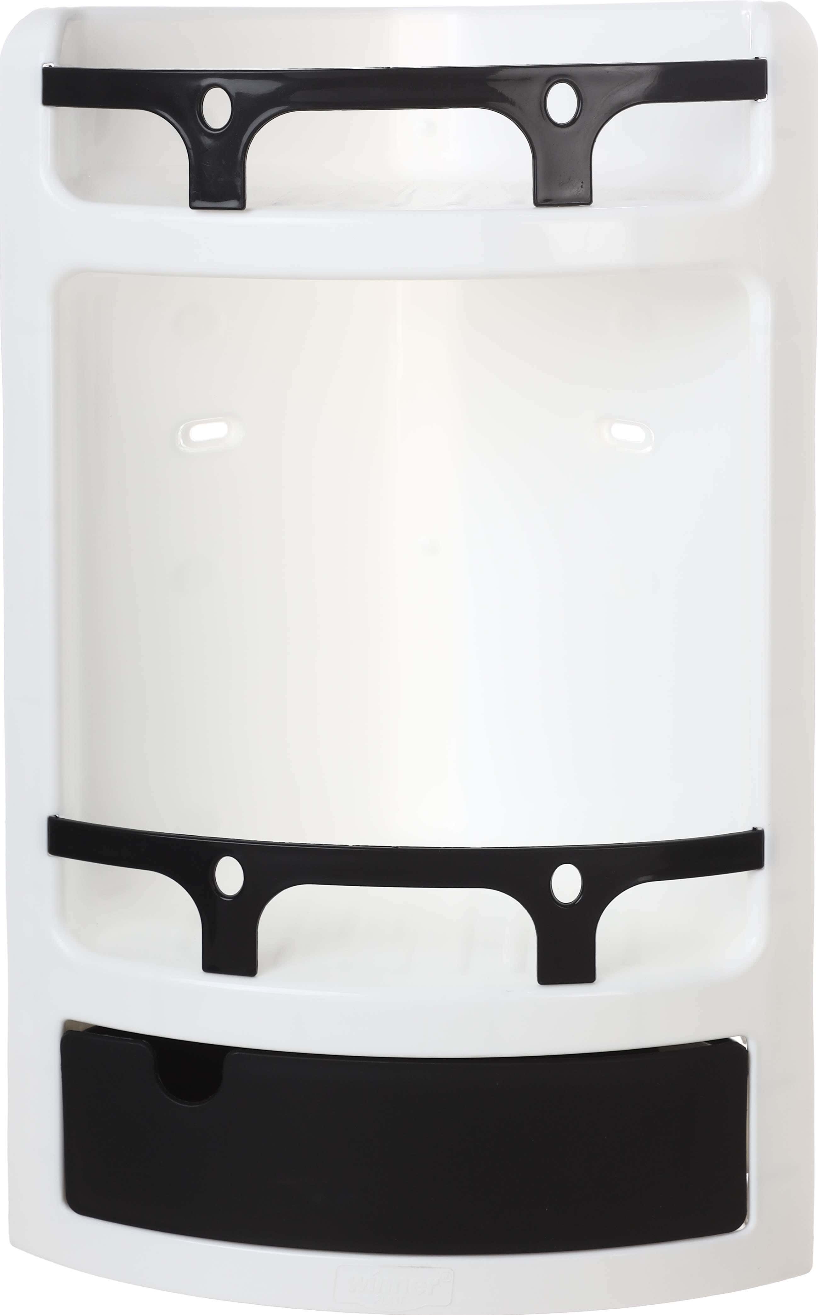 Winner Plast Plastic Bathroom Corner, 2 Tiers, 1 Drawer, 48.5×31.5 cm - White Black