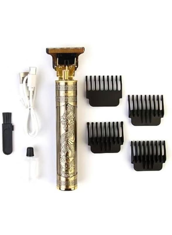 CR-T99 Pharaonic Design Hair Clipper with 1200mAh Battery and 4 Progressive Combs - Full Metal Body