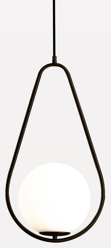 Steel Modern Ceiling Chandelier, 1 Bulb, 60x30 cm - Black