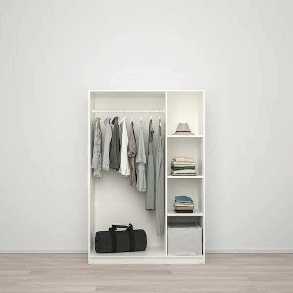 Spanish MDF Wood Wardrobe, 3 Shelves And Large Hanger, 120 × 180 × 50 Cm - White