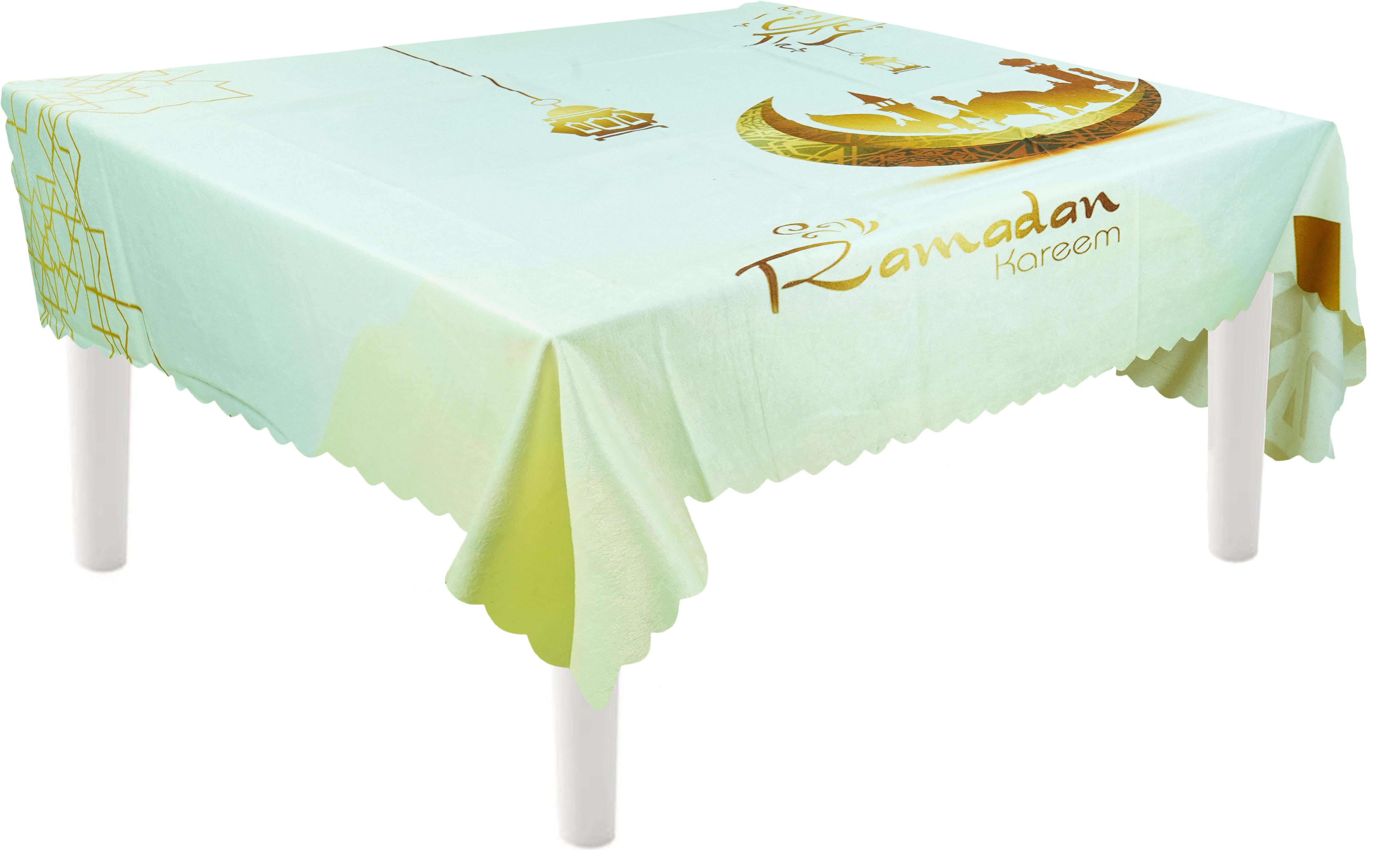 Velvet Ramadan Patterns Tablecloth, 130x235 cm, 850 gm - Multicolor