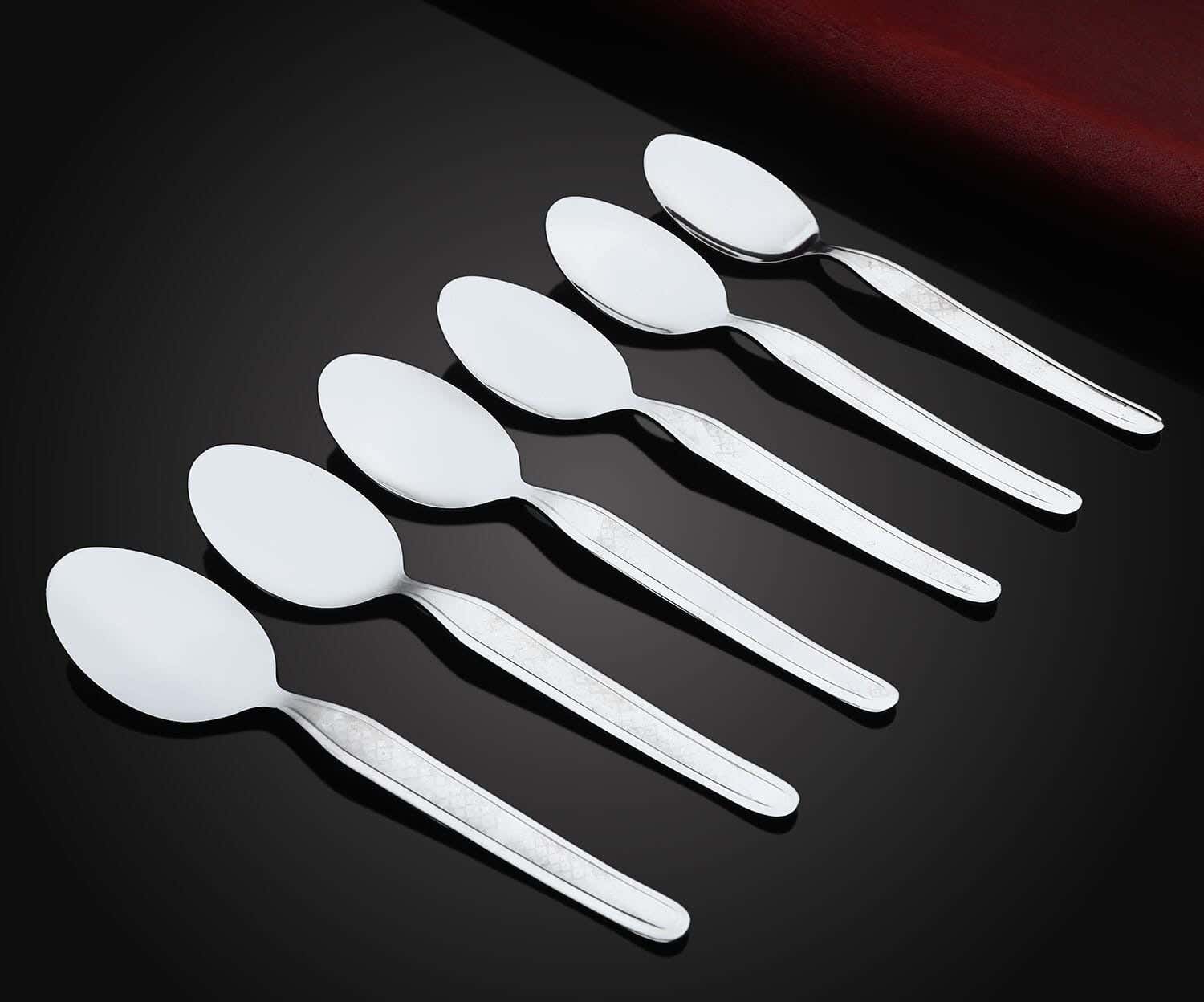 Top One Laser Stainless Steel Dinner Spoon Set, 6 Pieces, 18 cm - Silver