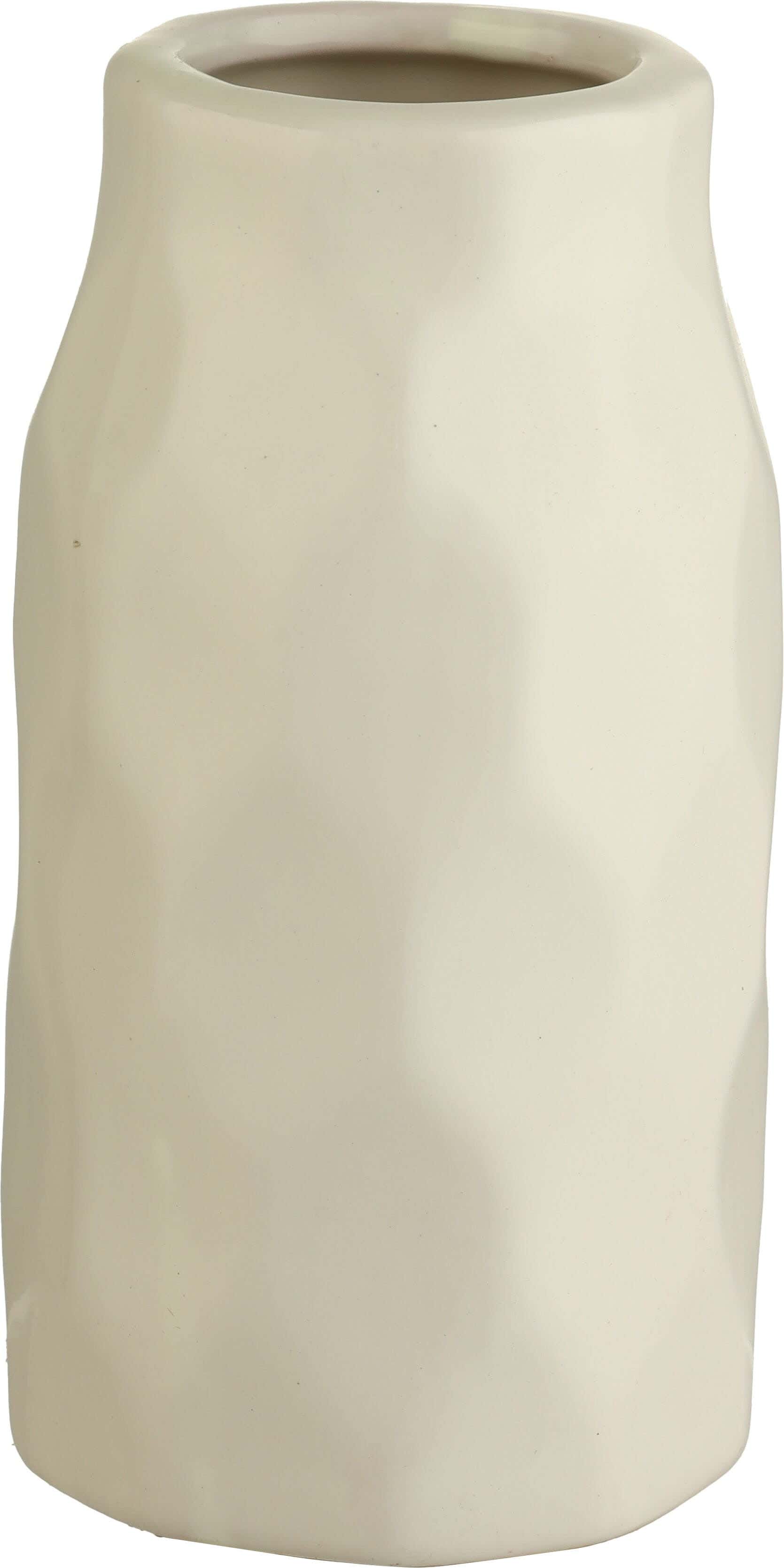 Pottery Decorative Vase, 18 Cm - Off White