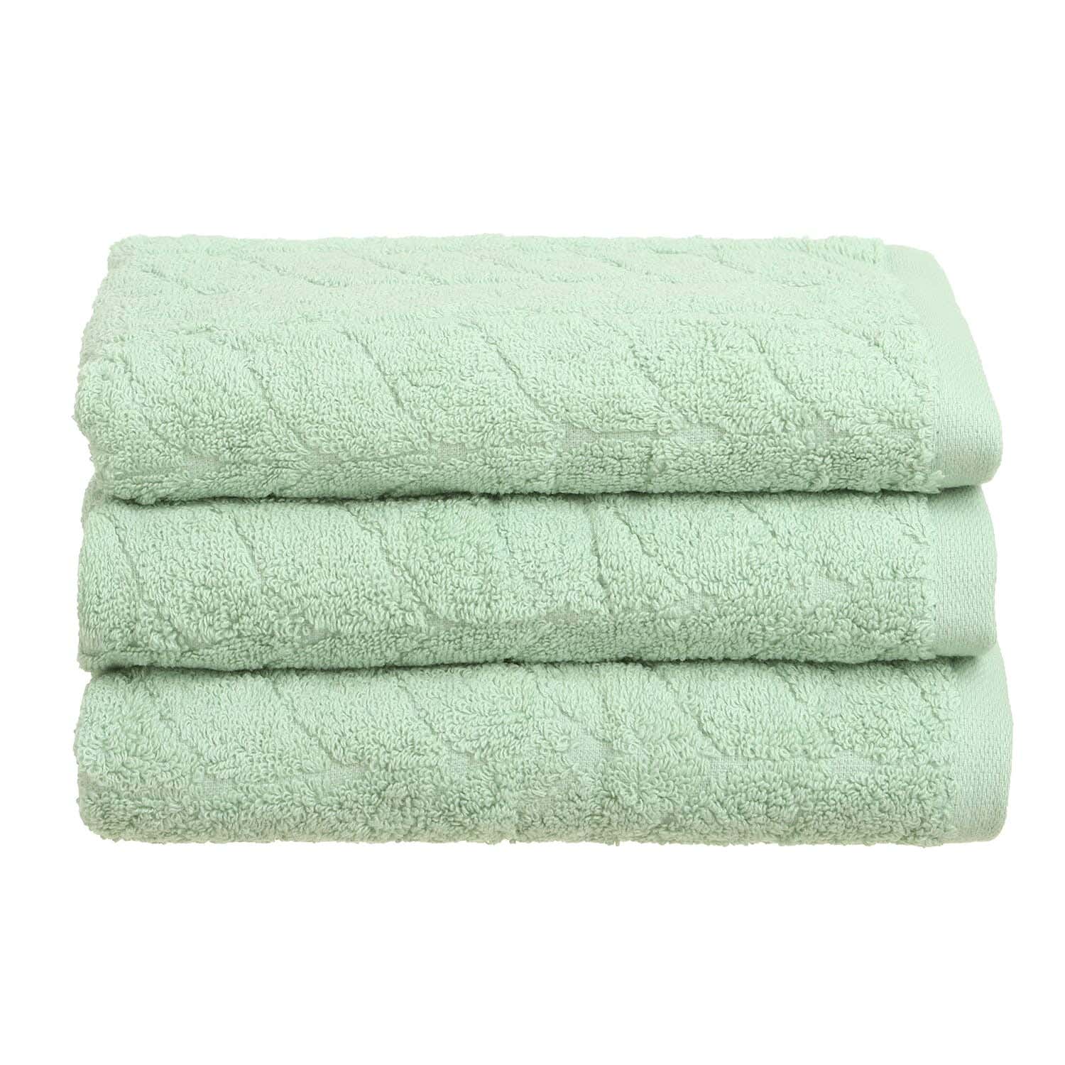 Mahalla Jacquard Cotton Face Towel Set, 3 Pieces, 40×60 cm - Light Green