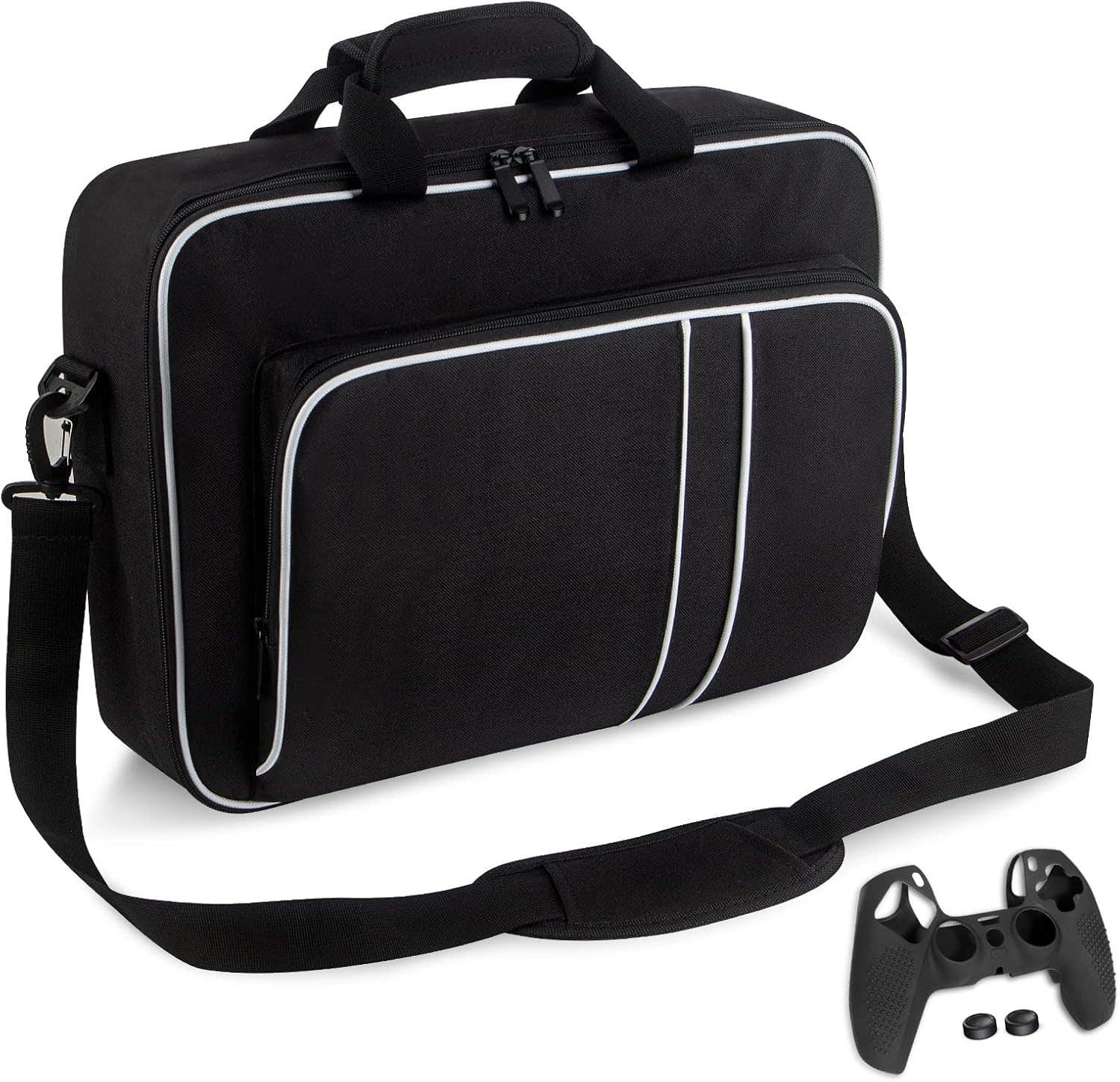Marvelights Lightweight Travel Shoulder Bag for PlayStation 5, Xbox One X - Black
