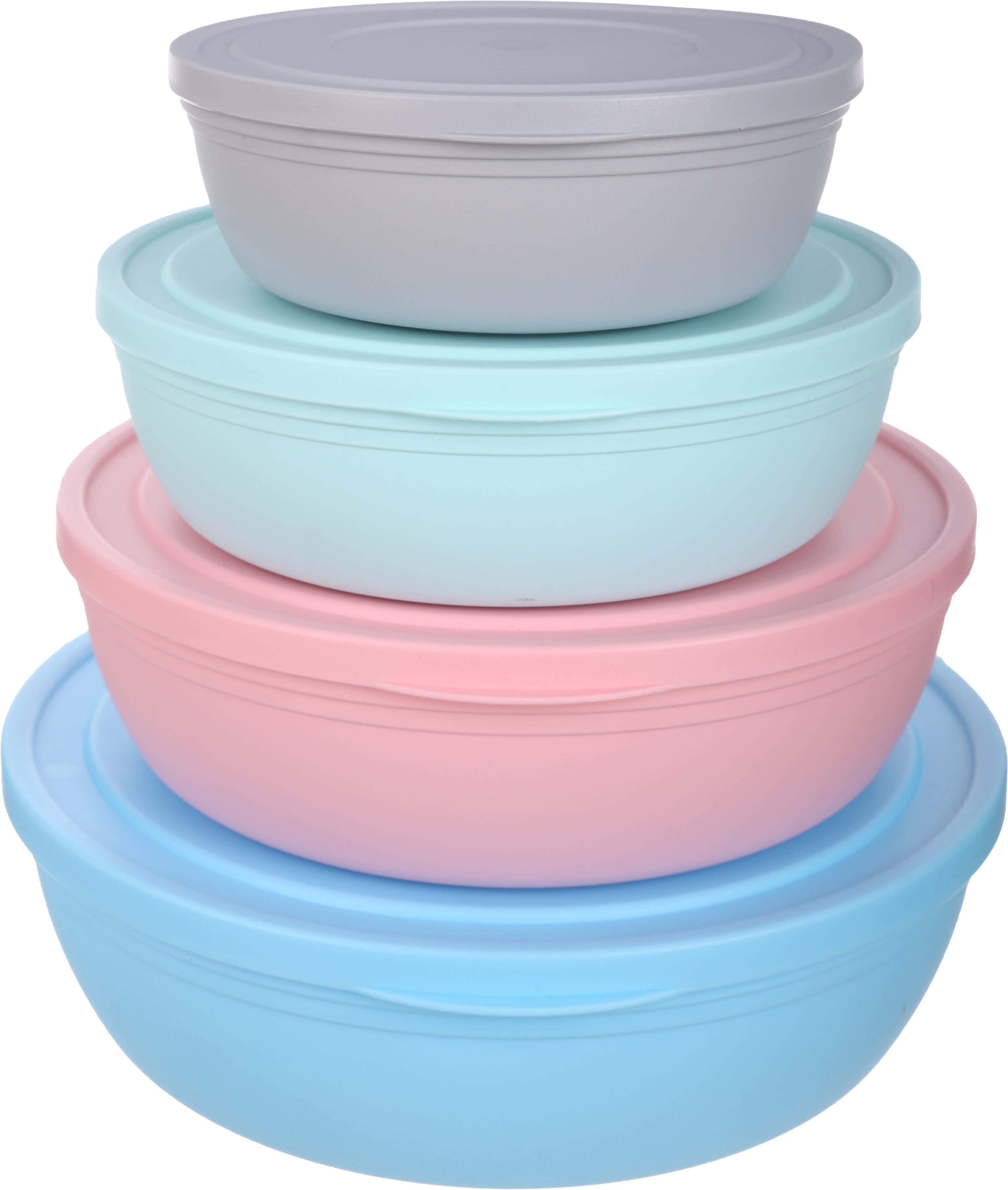 Al Wataneya Plastic Bowl Set with Lid, 4 Pieces