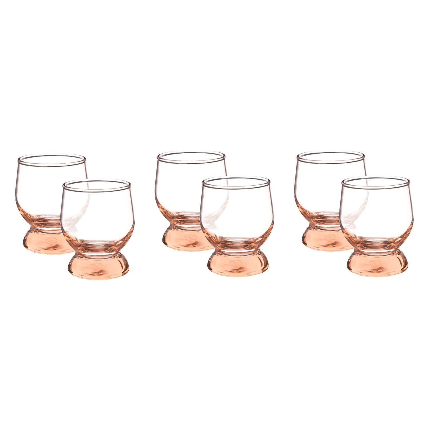 Pasabahce Glass Cups Set, 6 Pieces, 220 ml - Rose