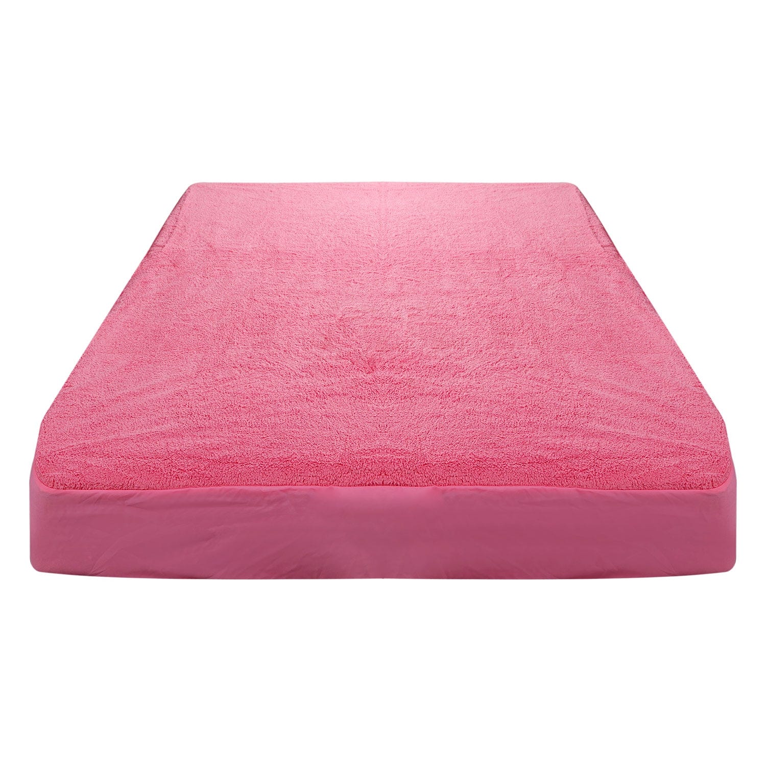 Royal Crown Cotton Mattress Cover with Elastic, 120×195 cm - Fuchsia