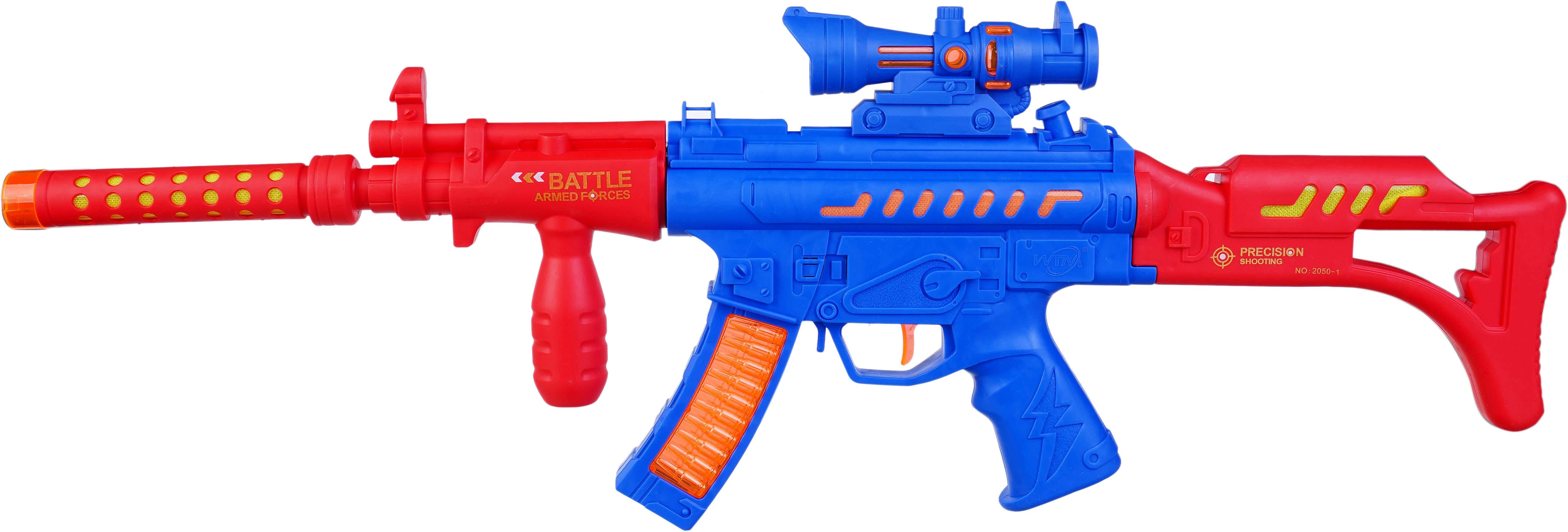 Plastic Gun Toy for Boys, Sound and Light - Blue Red