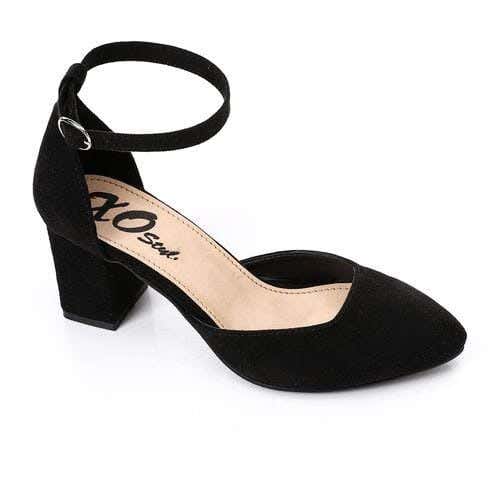 XO Style Leather Heel Shoe For Women, Size 41 EU - Black