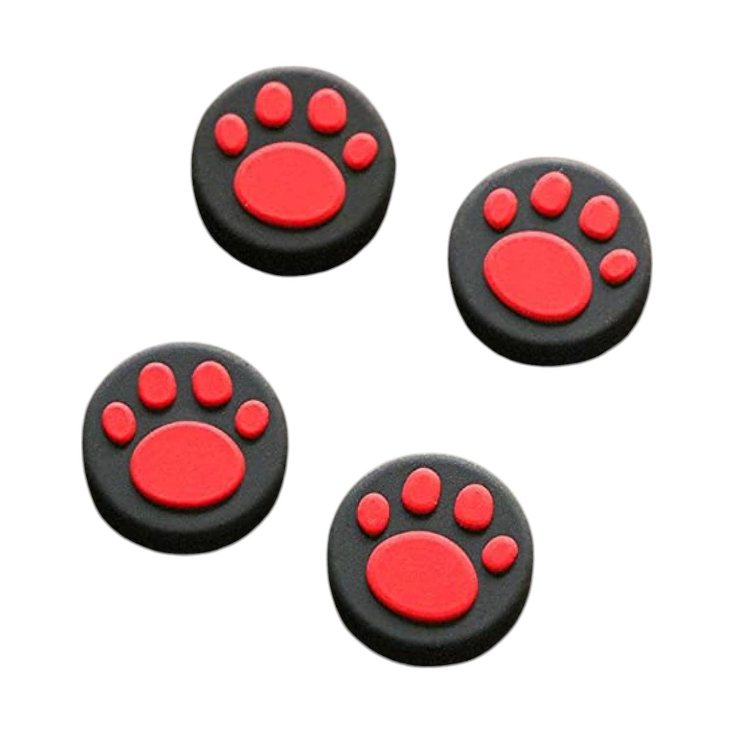Non-slip Silicone Controller Thumb Grips Caps for PlayStation, Xbox One, 4 Pieces - Red Black