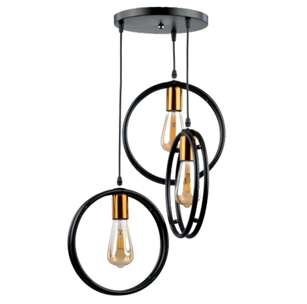 Modern Ceiling Chandelier, 3 Bulbs, Size 80×40 - Black - Modern13