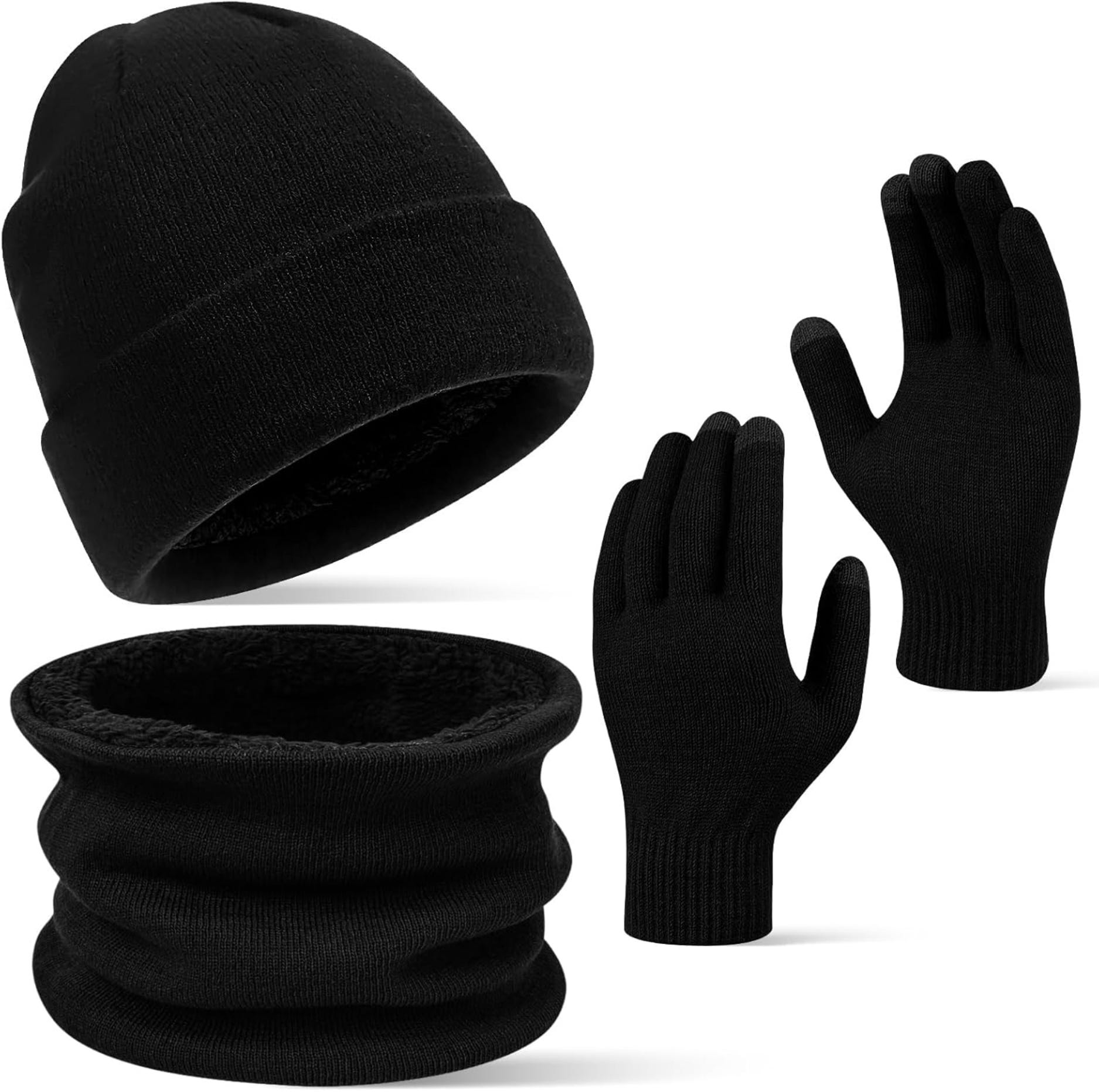 Chgang Winter Hat, Scarf And Gloves Set, 3 Pieces - Black