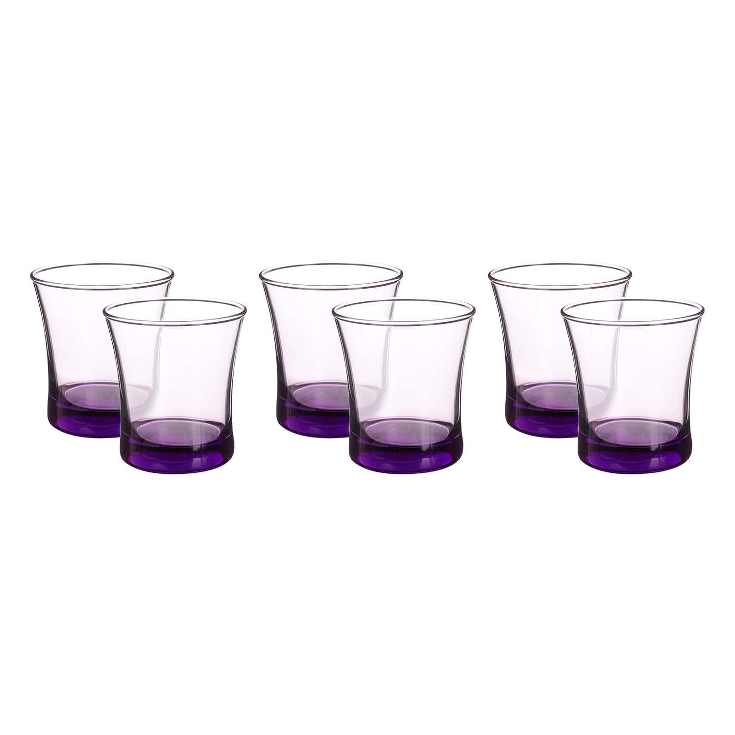 Pasabahce Glass Cups Set, 6 Pieces, 240 ml - Purple