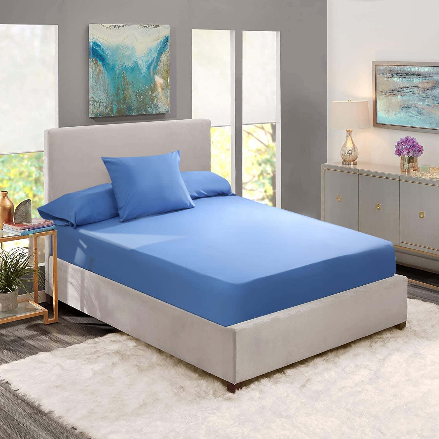 Forbed Bed Elastic Sheet Set, 3 Pieces, 120×200 cm - Blue