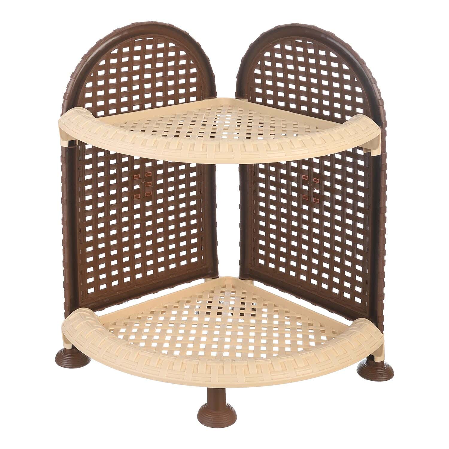 Al Wataneya Ratan Plastic Corner, 2 Levels - Brown Beige