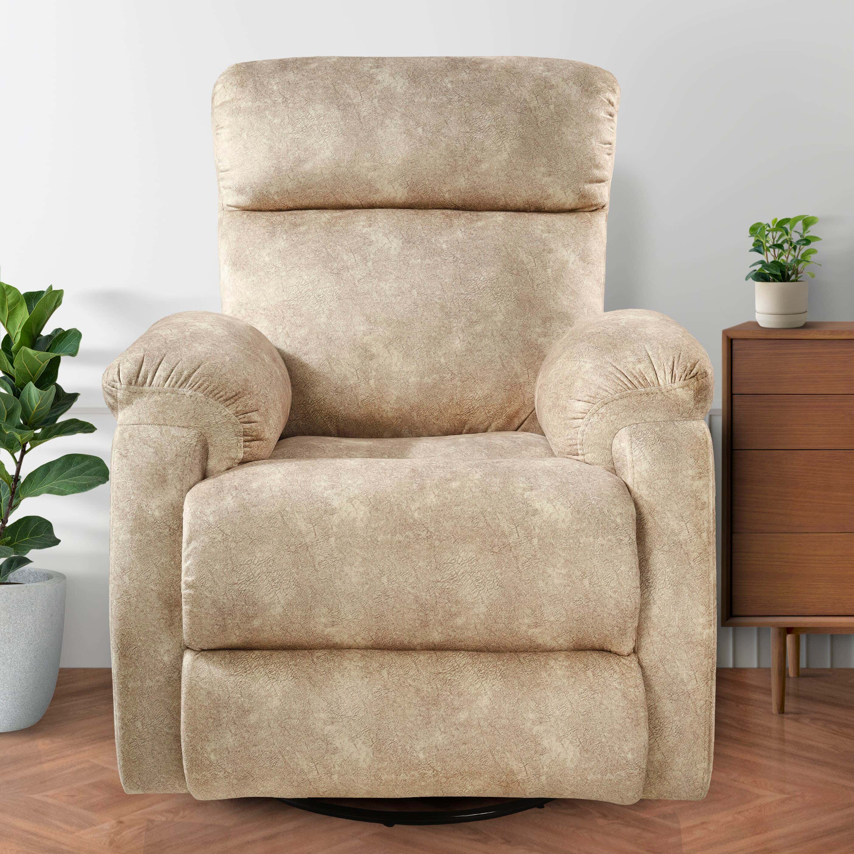 Aldora Lazy Eldora Boy Nemo Recliner, 2 Arms, Uptrened Leather, 360 Degree Rotation, 82 × 85 × 100 cm - Beige